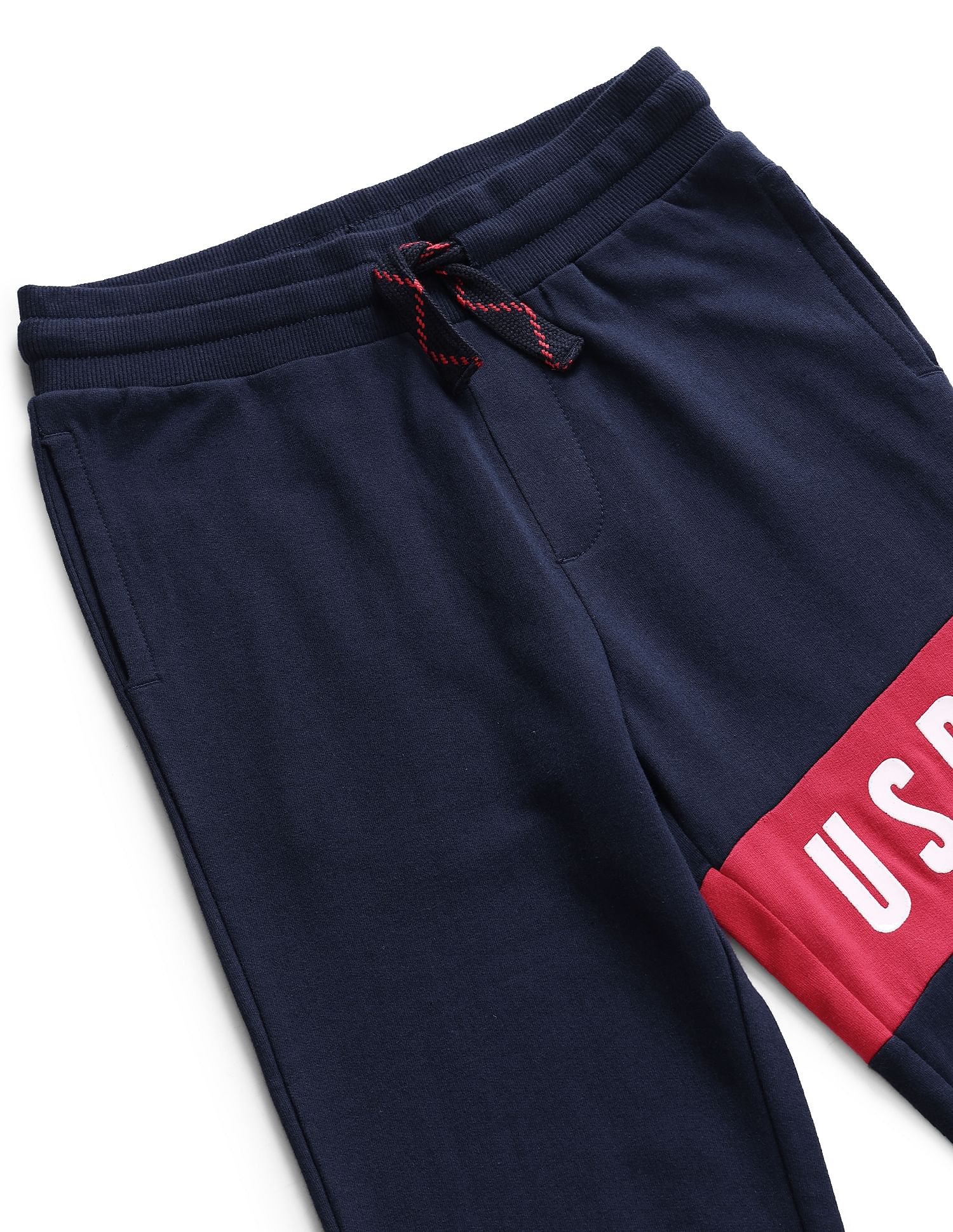 U.S. Polo Assn. Kids Boys Blue Mid Rise Solid Track Pants