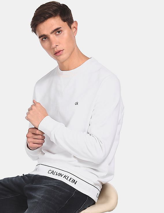 Calvin klein white sweatshirt on sale