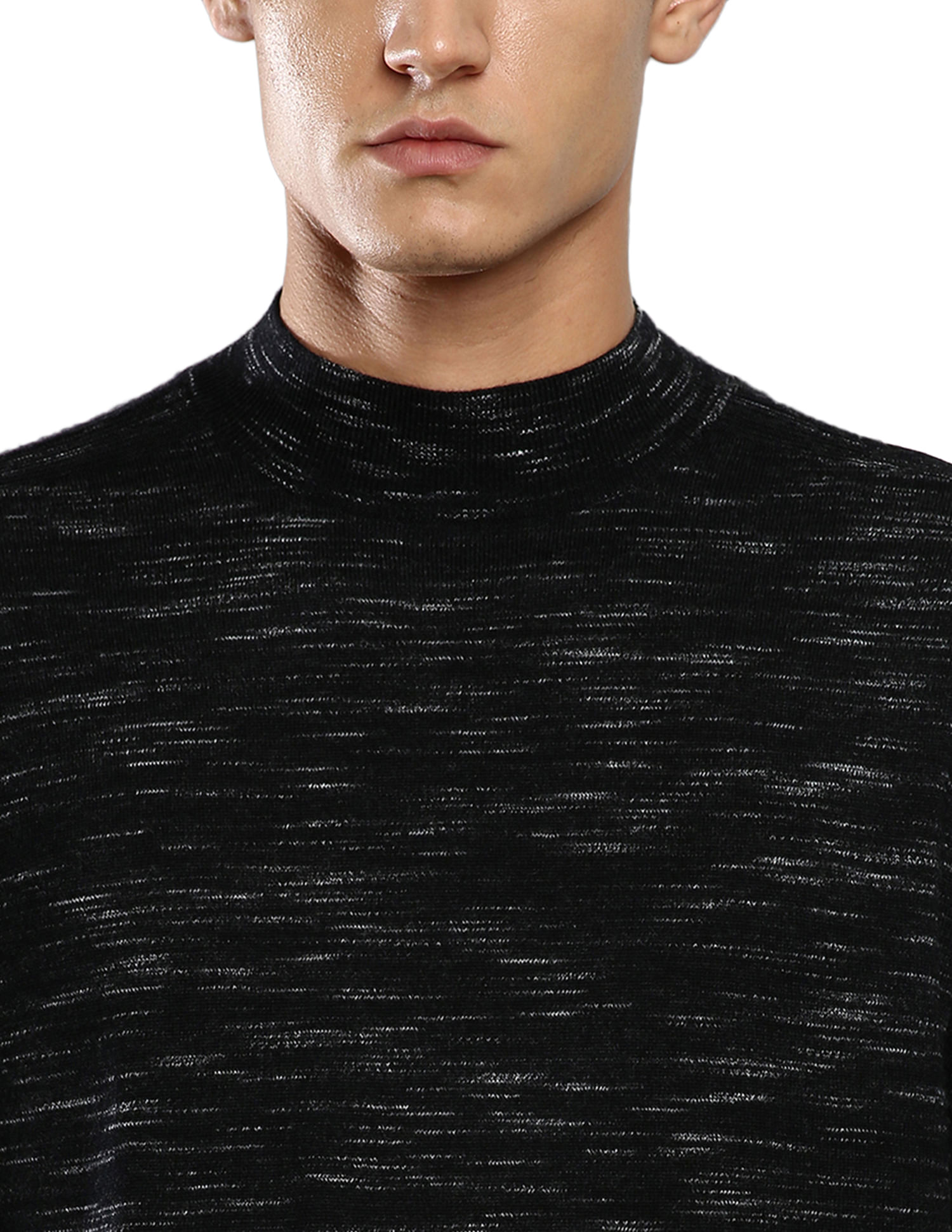 Calvin Klein Men Black Space Dyed Superior Wool Sweater