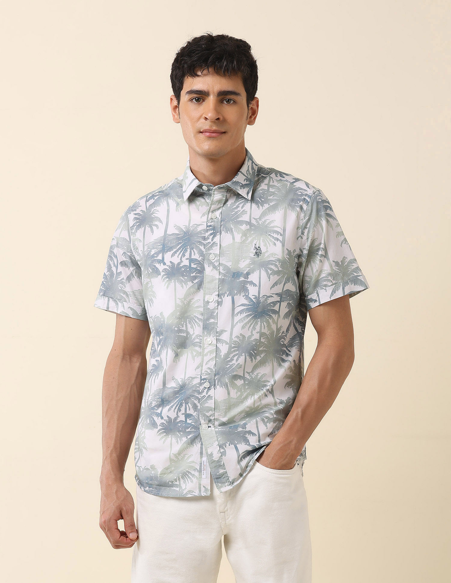 U.S. Polo Assn. Tropical Printed Pure Cotton Shirt