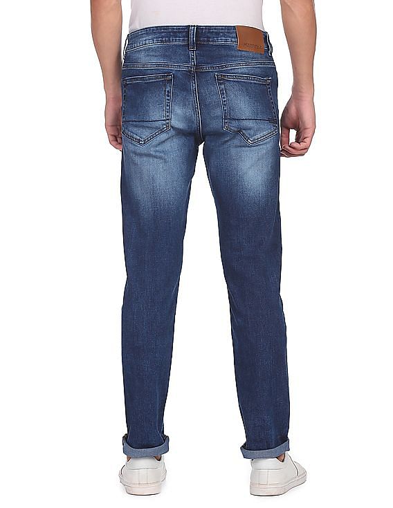 Aeropostale Men Blue Skinny Fit Whiskered Jeans