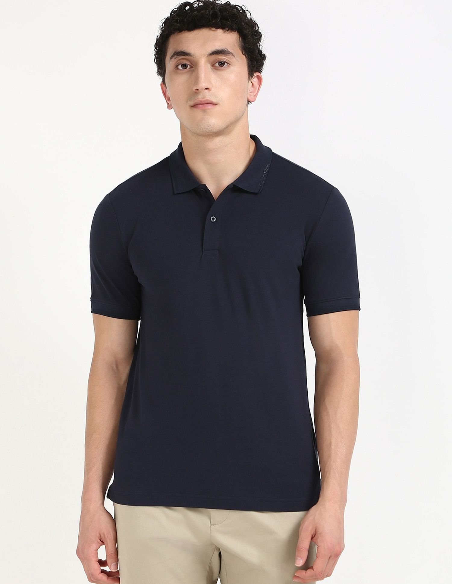 Calvin Klein Jeans Solid Slim Fit Cotton Polo Shirt