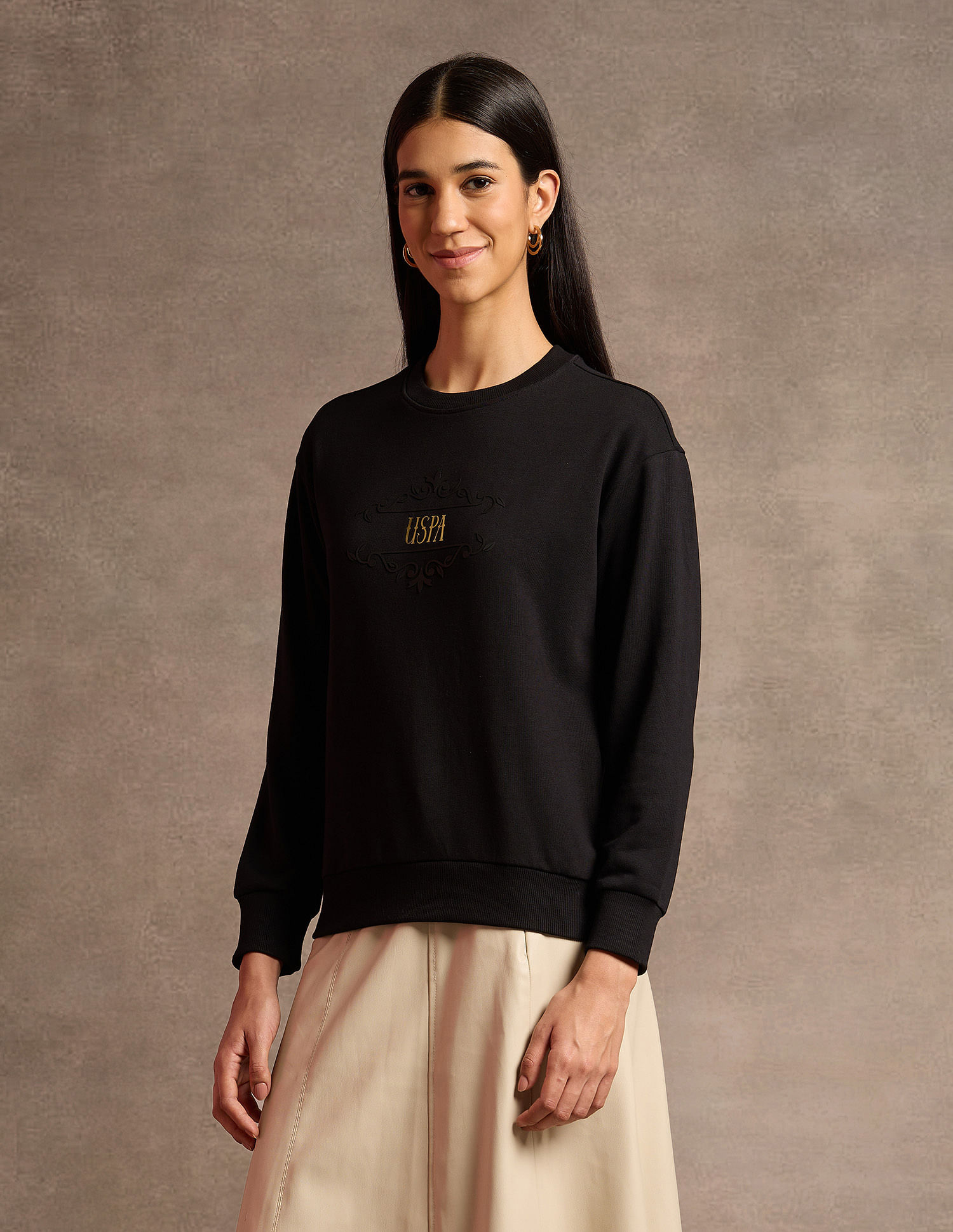 U.S. Polo Assn. Women Brand Printed Regular Fit Sweatshirt