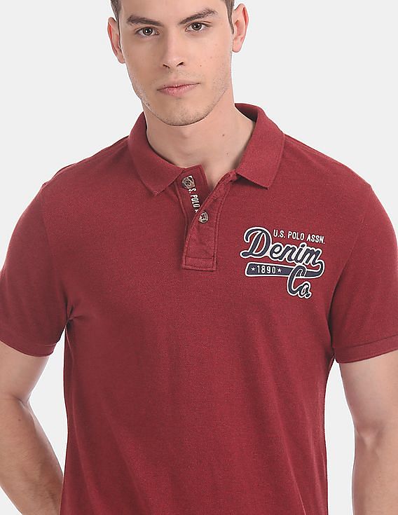 U.S. Polo Assn. Denim Co. Red Solid Pique Polo Shirt