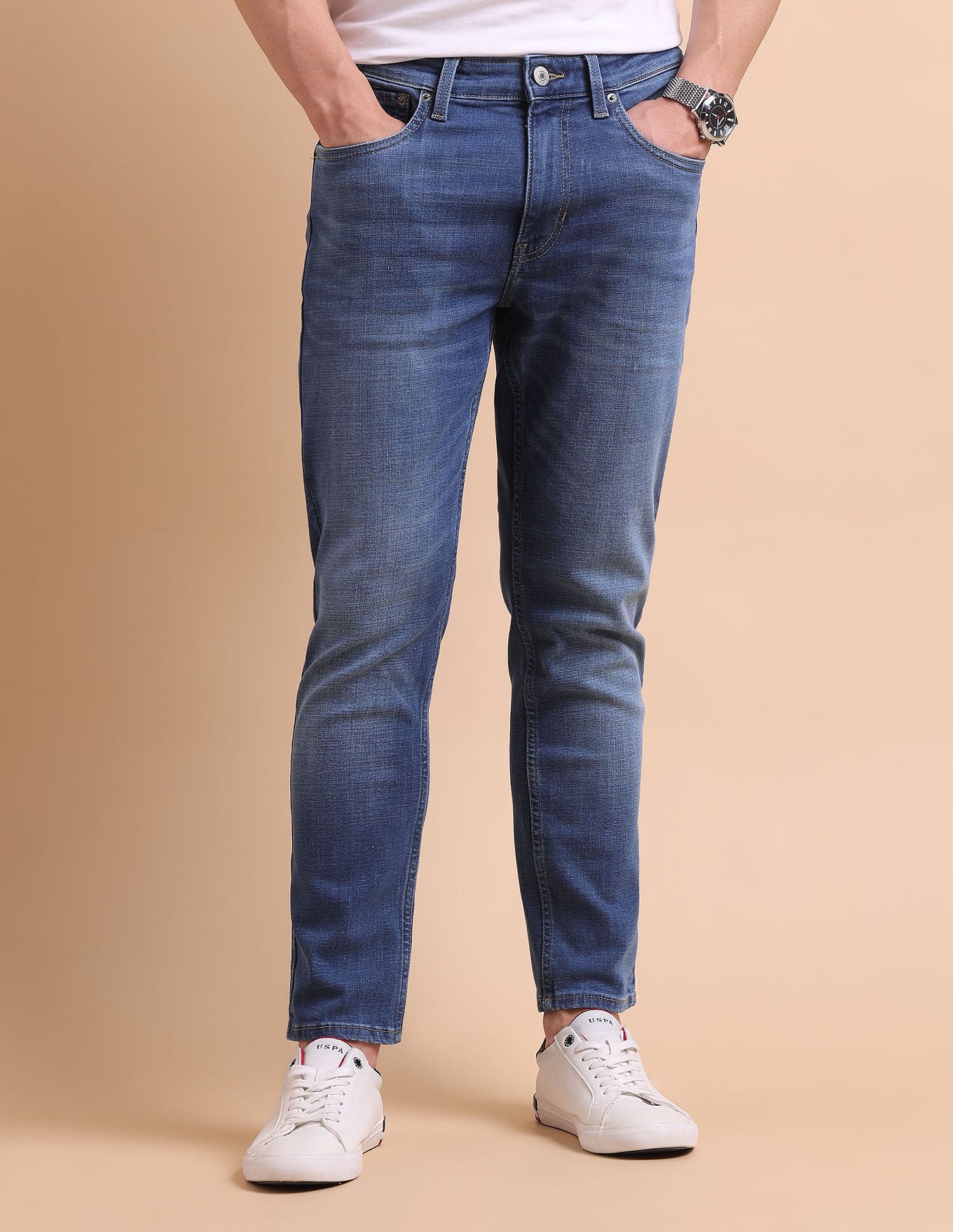 U.S. Polo Assn. Denim Co. Cole Comfort Cropped Fit Blue Jeans