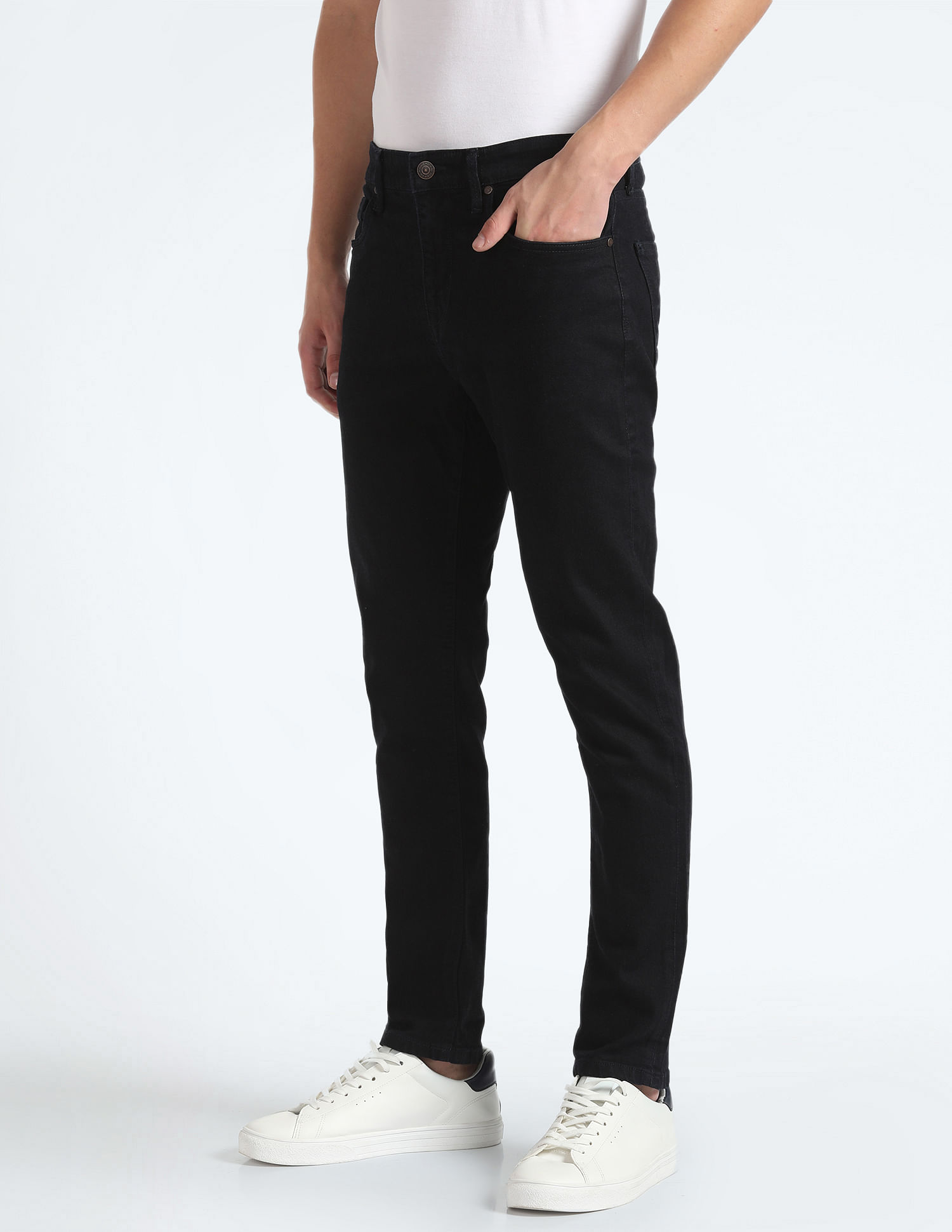 Flying Machine Mid Rise Slash Slim Tapered Fit Jeans