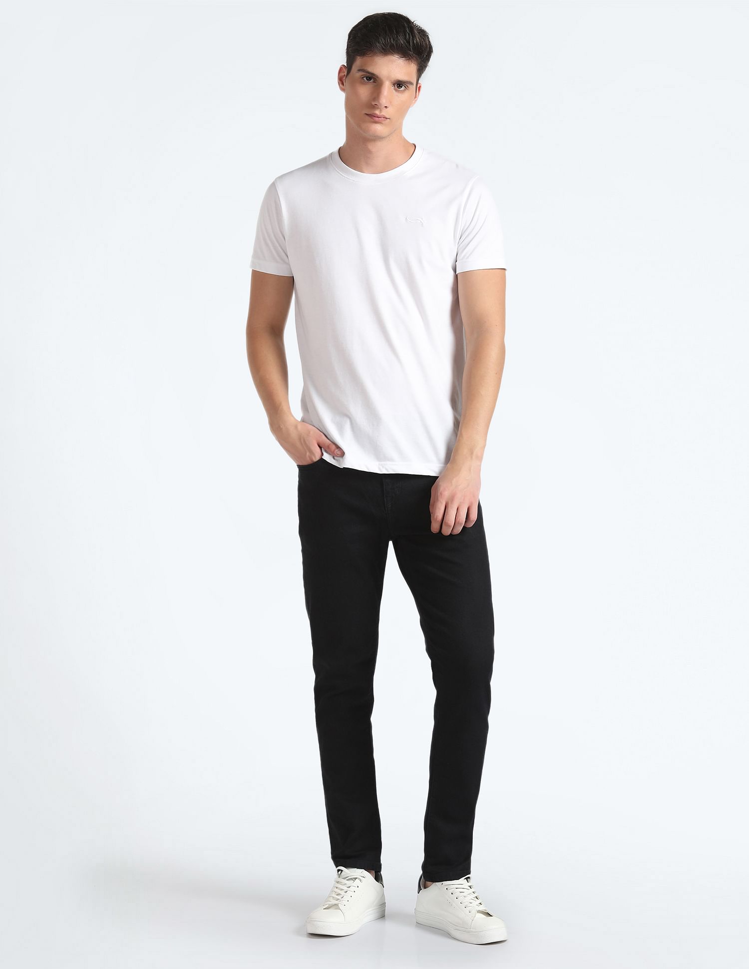 Flying Machine Mid Rise Slash Slim Tapered Fit Jeans