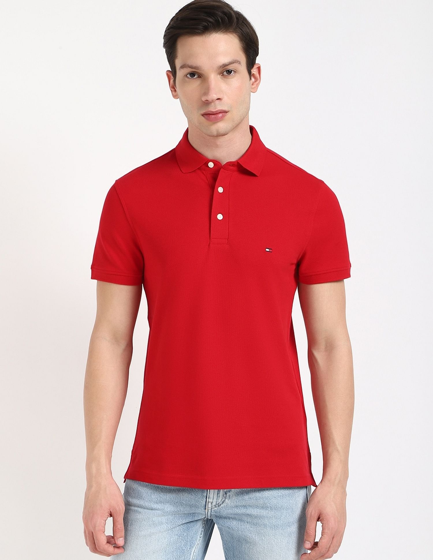 Tommy Hilfiger Solid Slim-Fit Cotton Polo Shirt