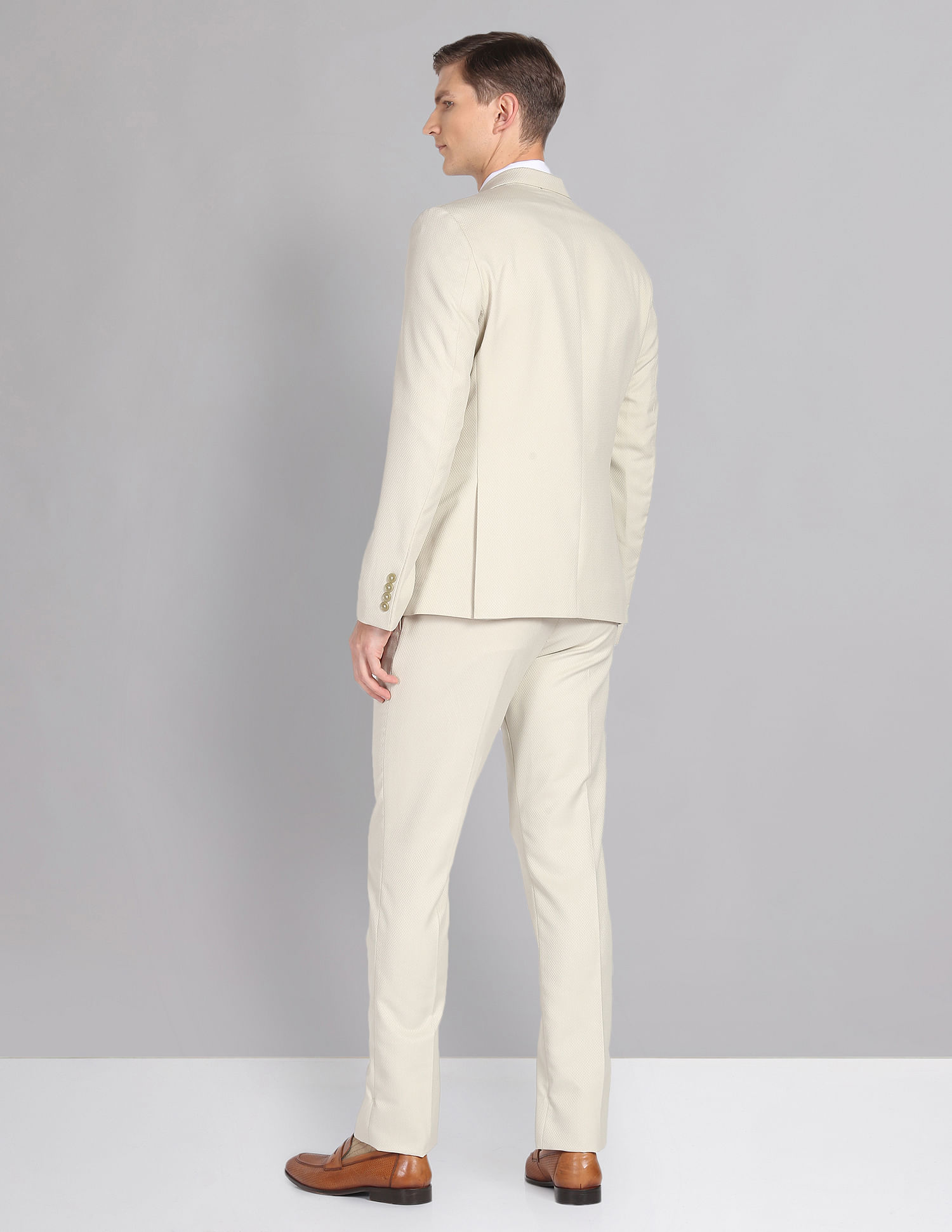 AD by Arvind Tailored Regular Fit Patterned Two Piece Suit