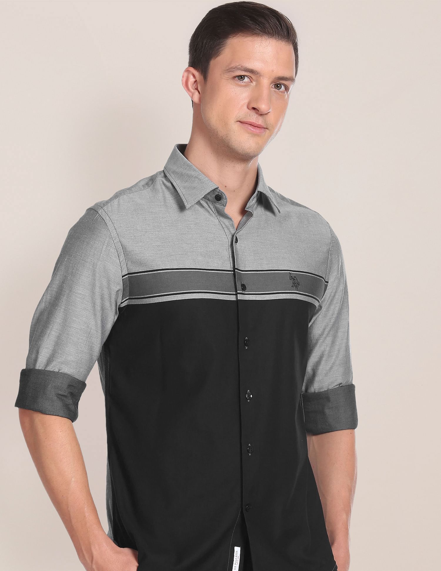 U.S. Polo Assn. Colour Block Cotton Tailored Shirt