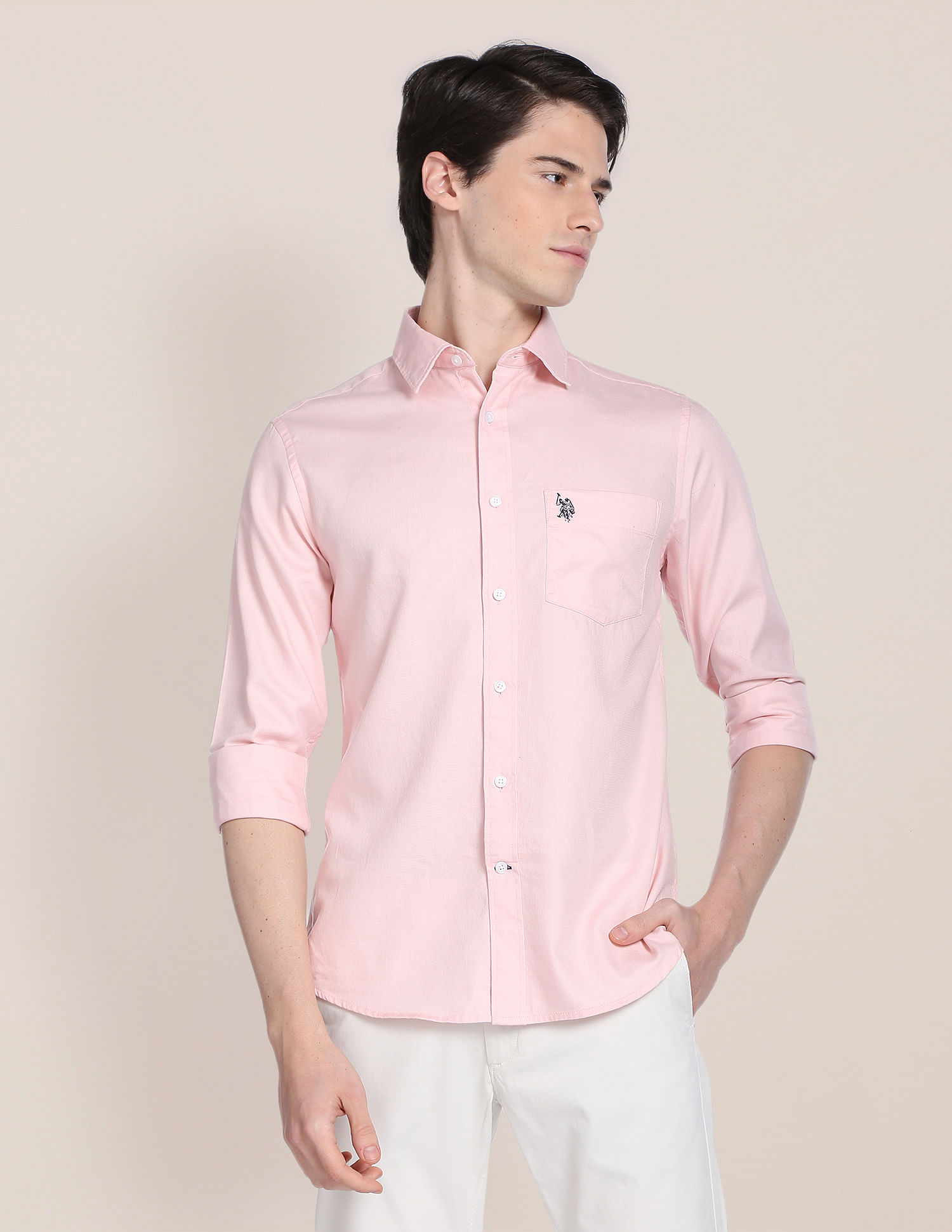 U.S. Polo Assn. Birdseye Dobby Textured Solid Shirt