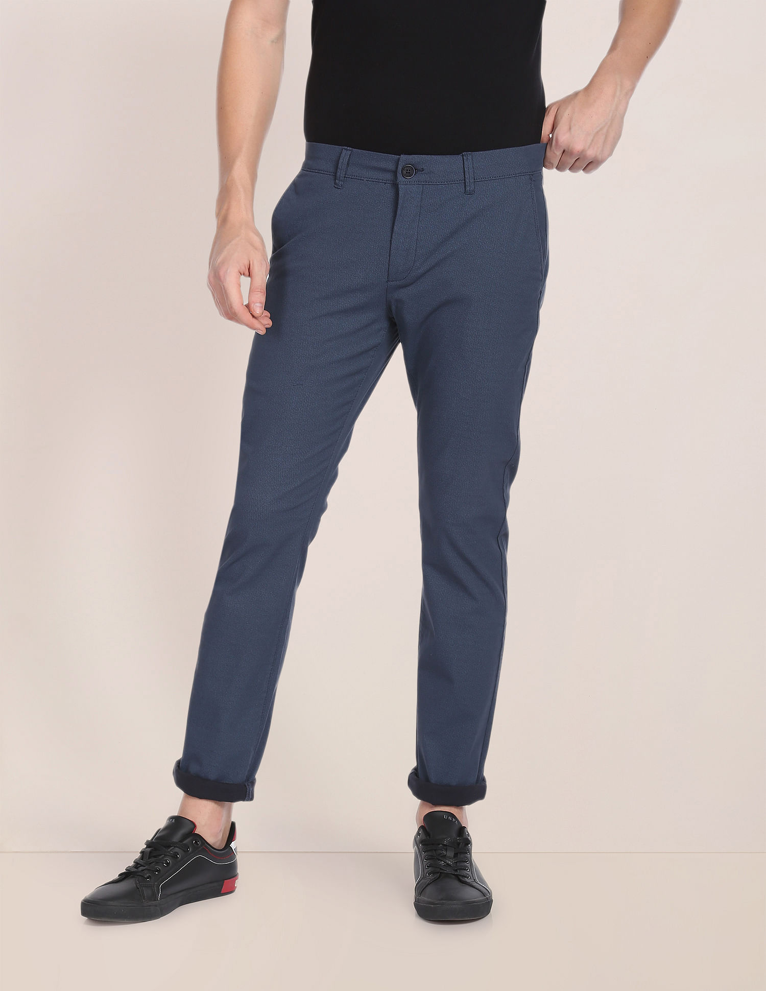 U.S. Polo Assn. Austin Trim Fit Textured Casual Trousers