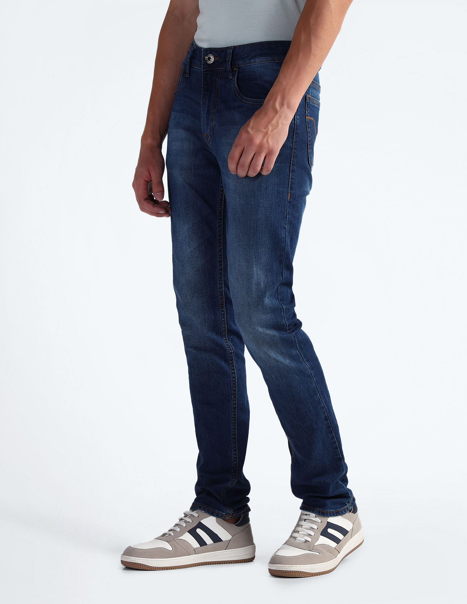 Flying Machine Mid Rise Slash Slim Tapered Fit Jeans