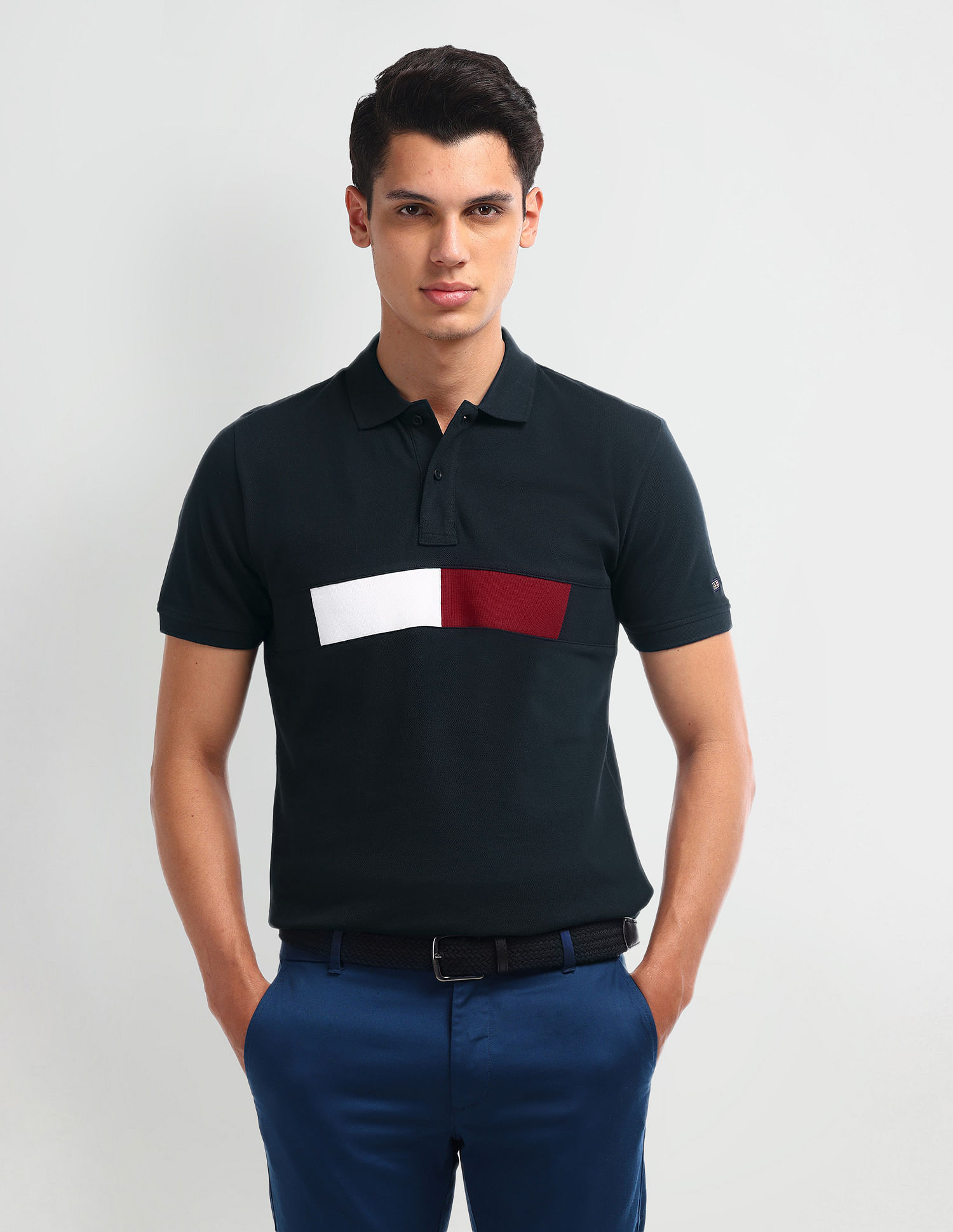 Arrow Sport Colour Block Cotton Polo Shirt