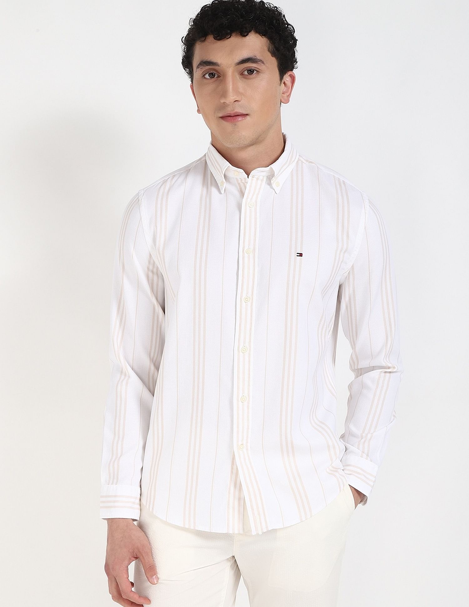 Tommy Hilfiger Striped Regular-Fit Dobby Shirt