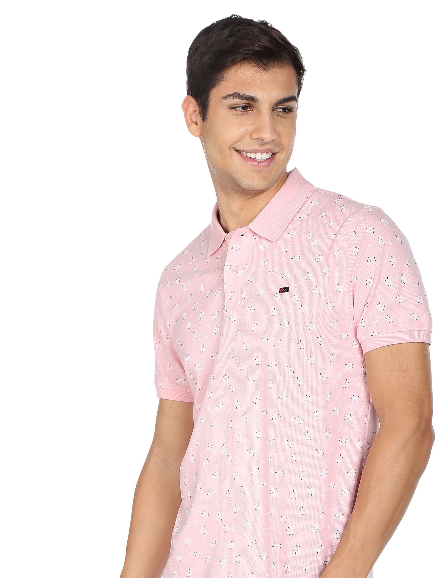 AD by Arvind Modern Floral Print Polo Shirt