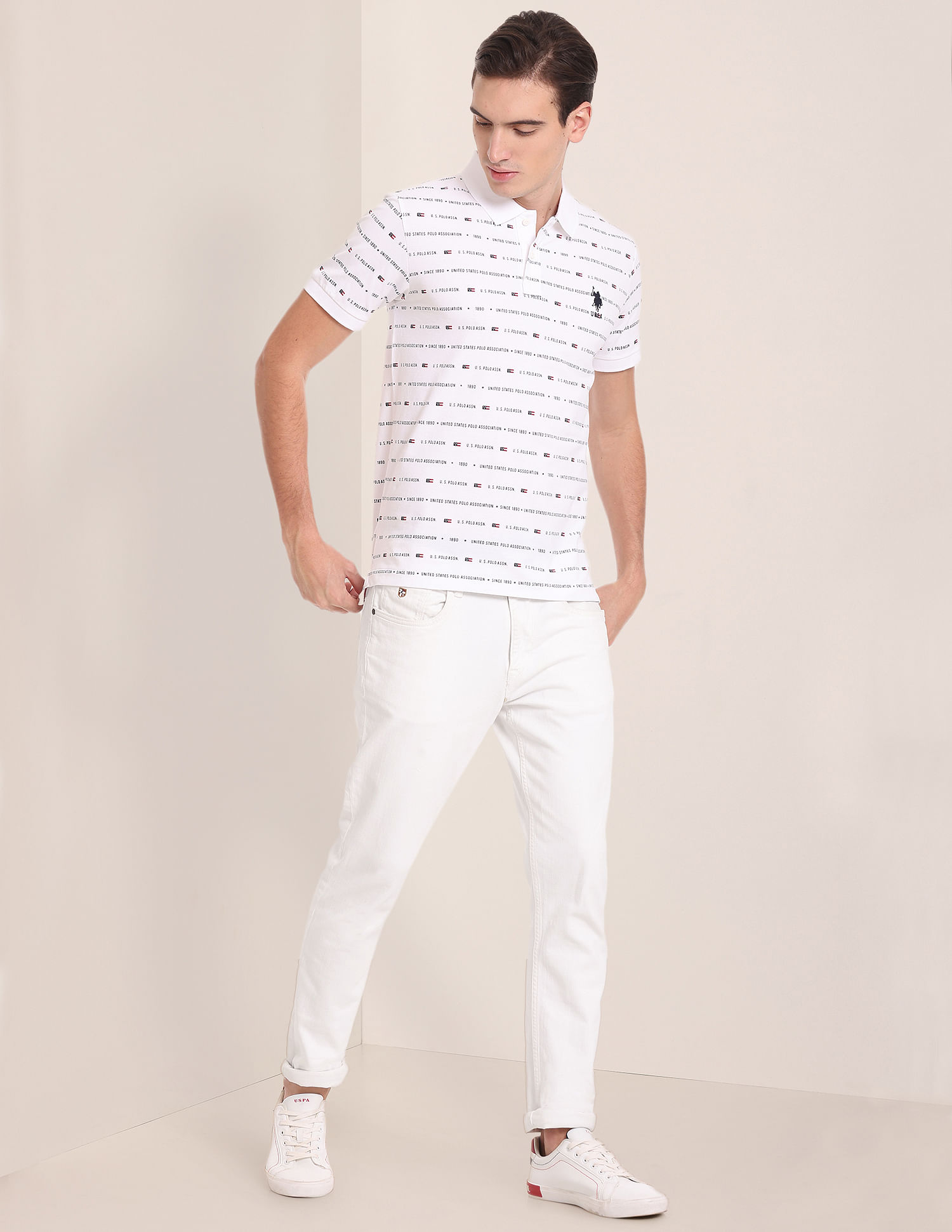 U.S. POLO ASSN. Brand Print Cotton Polo Shirt