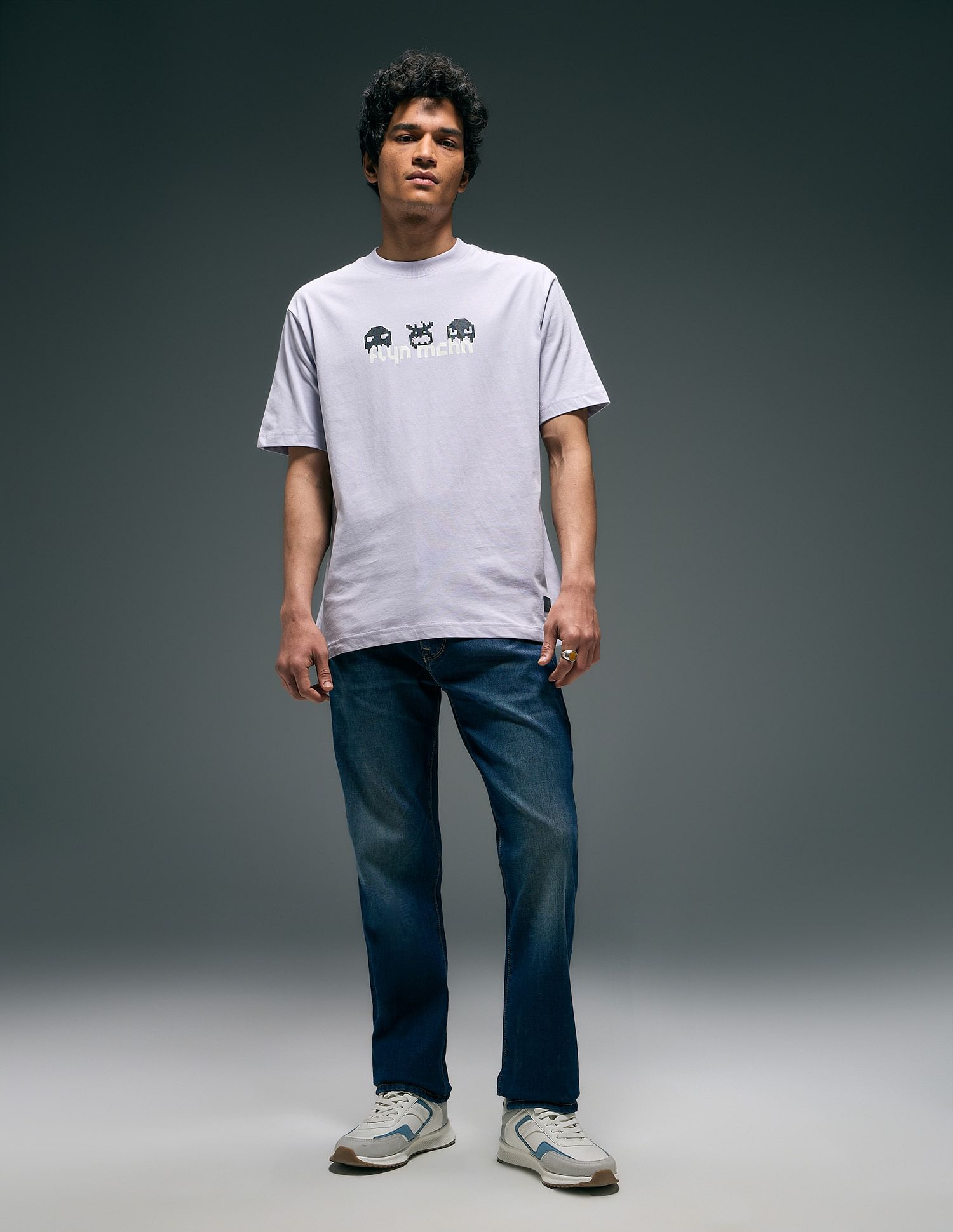 Flying Machine Graphic Printed Digitopia Relaxed T-Shirt