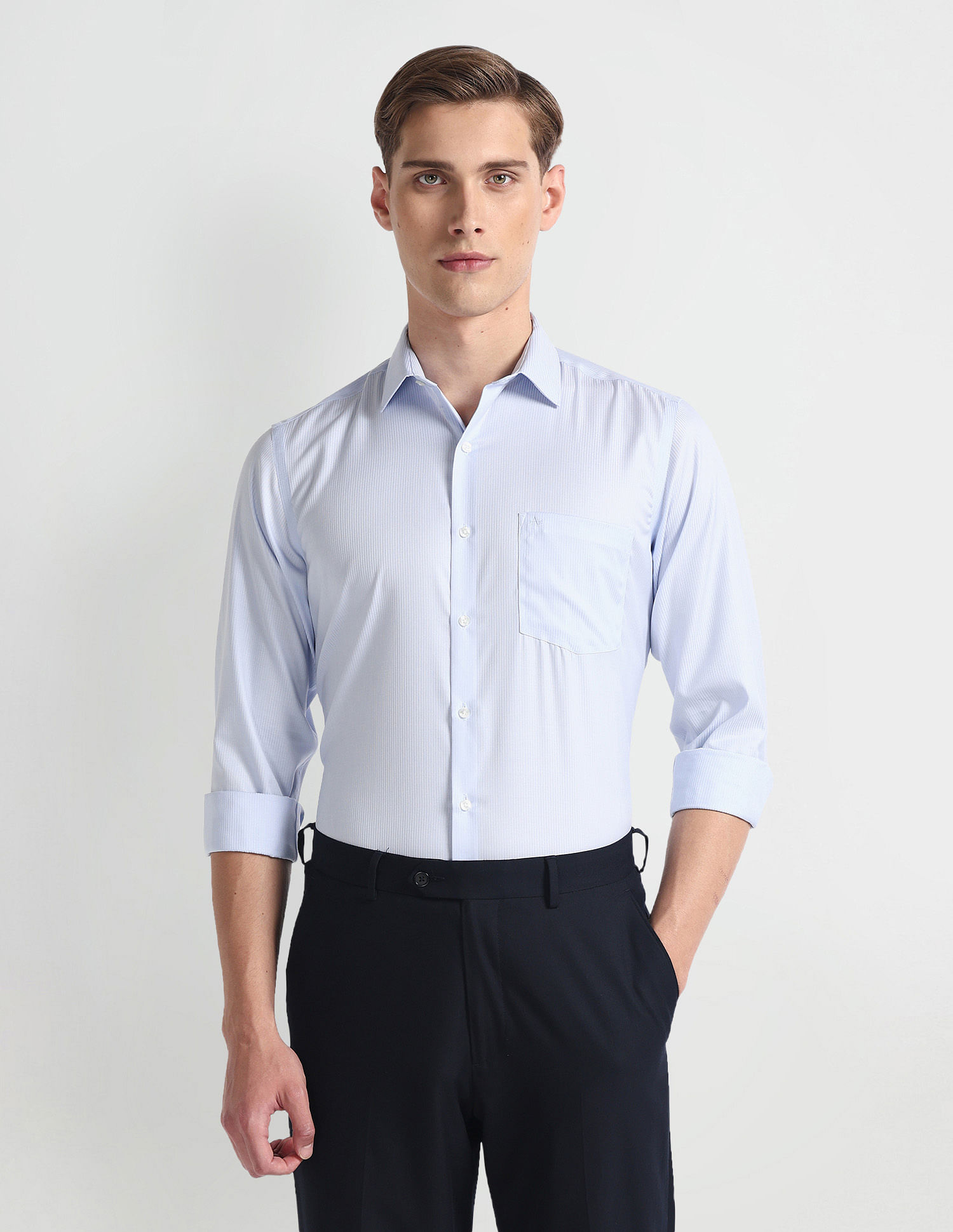 Arrow Vertical Stripe Auto Press Shirt