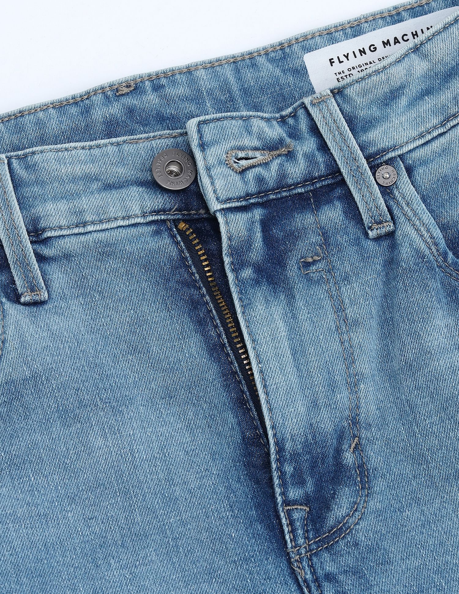 Flying Machine Slash Slim Tapered Fit Jeans