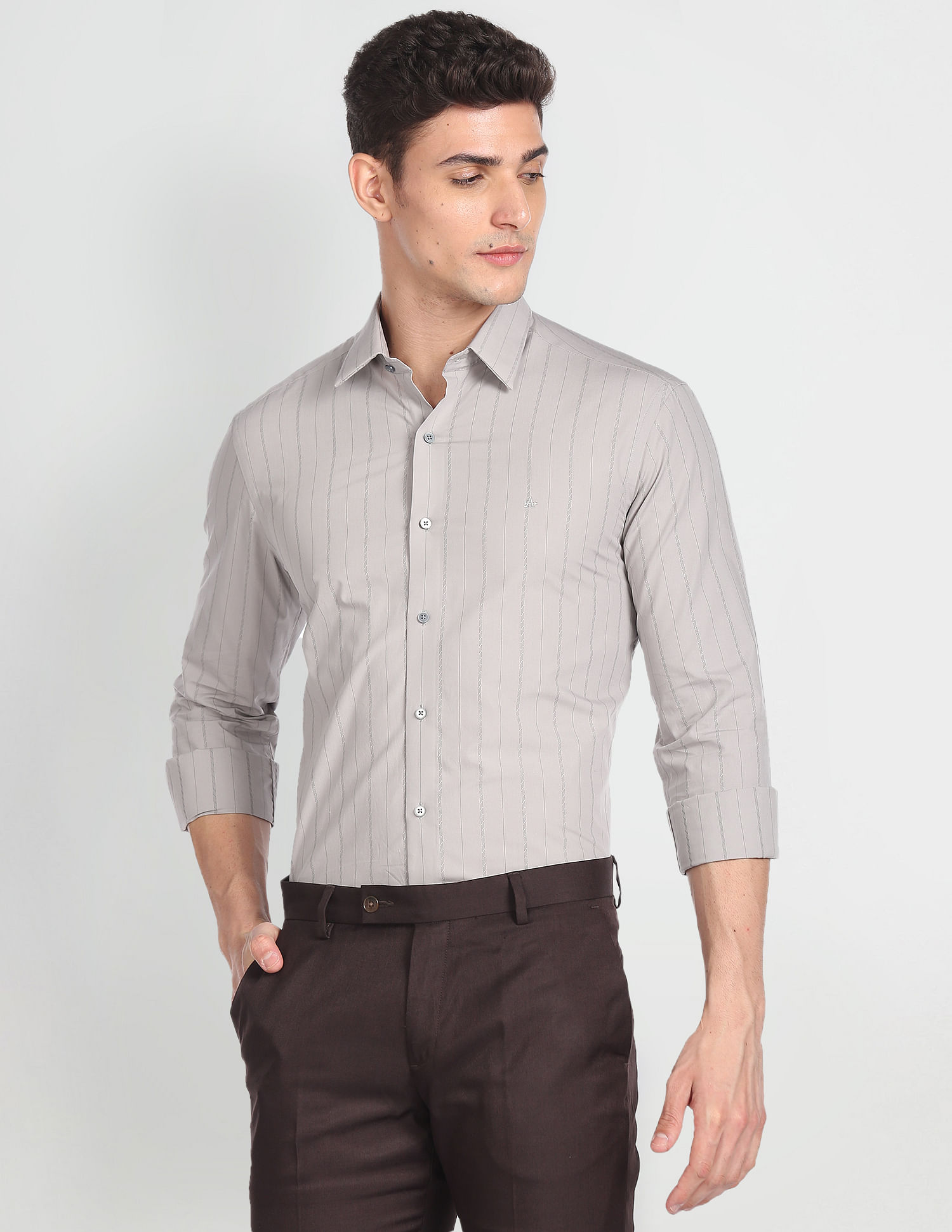 Arrow Newyork Vertical Striped Manhattan Slim Fit Formal Shirt
