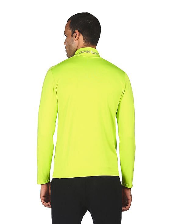Calvin Klein Men Neon Green High Neck Solid T-Shirt