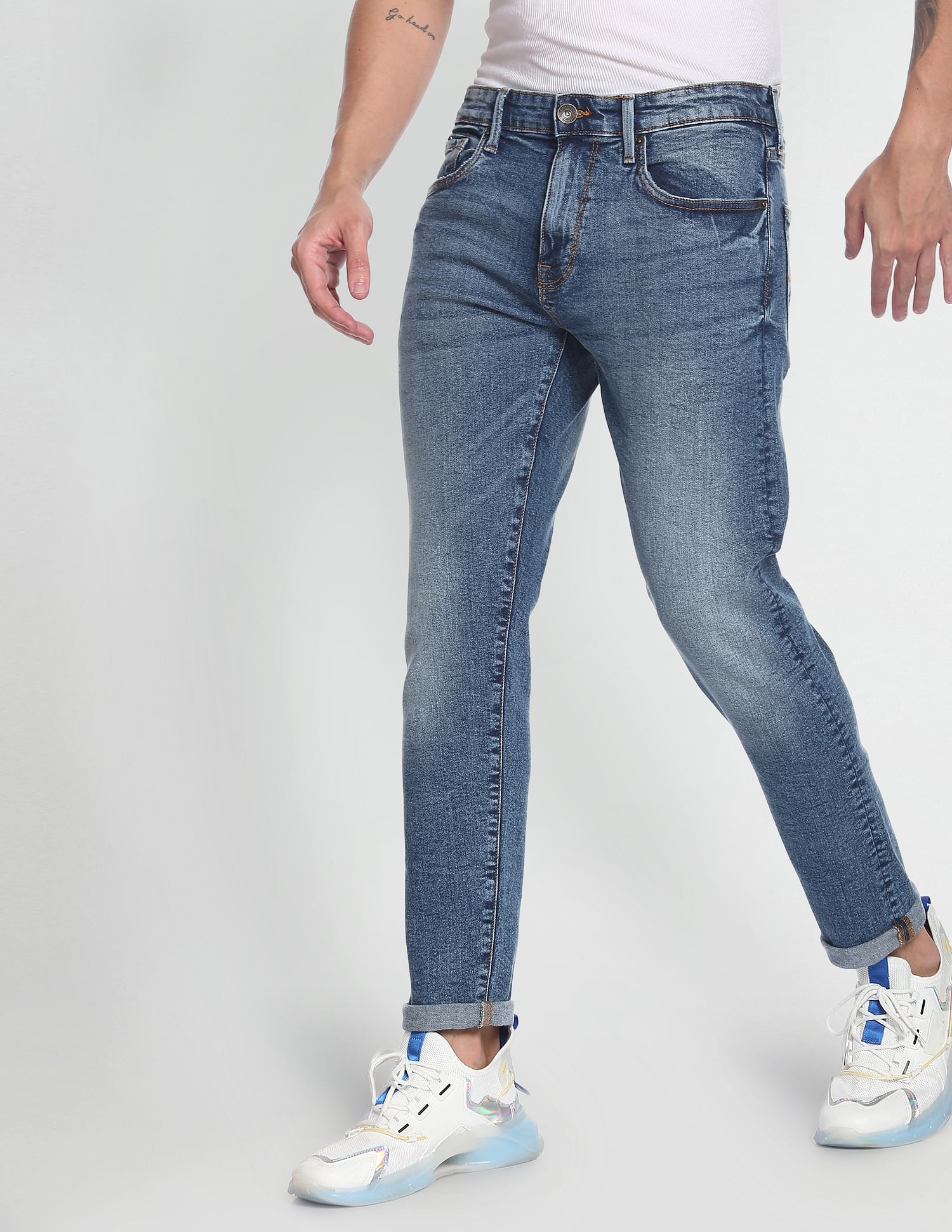 Flying Machine Vintage Slash Slim Tapered Fit Jeans