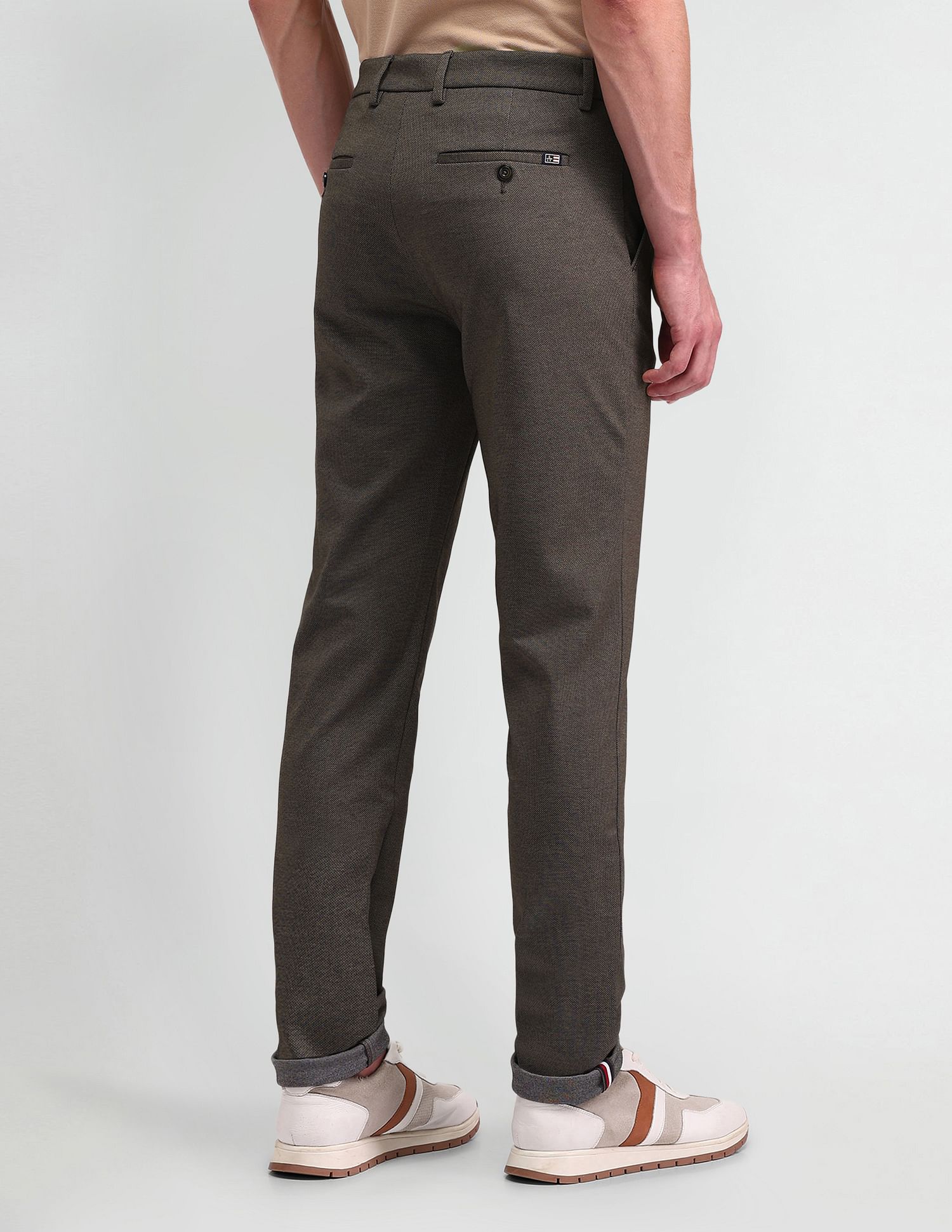 Arrow Sport Self-Design Slim Fit Trousers