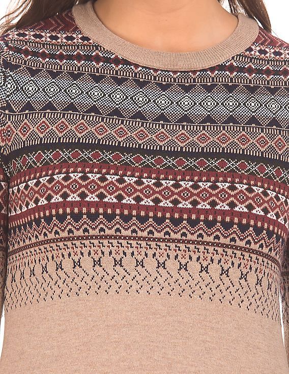 Aeropostale Fair Isle Pattern Round Neck Sweater
