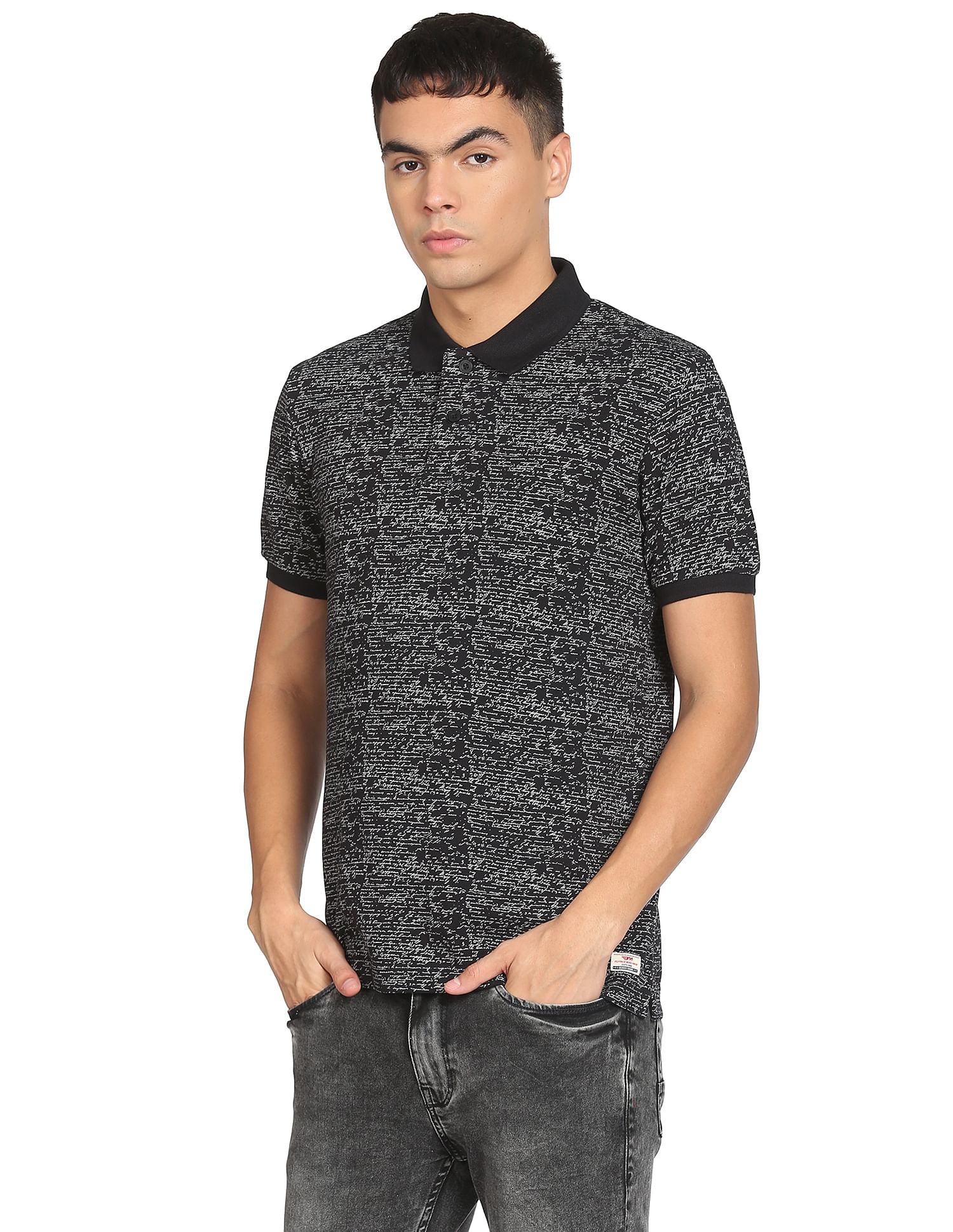 Flying Machine Typographic Print Polo Shirt