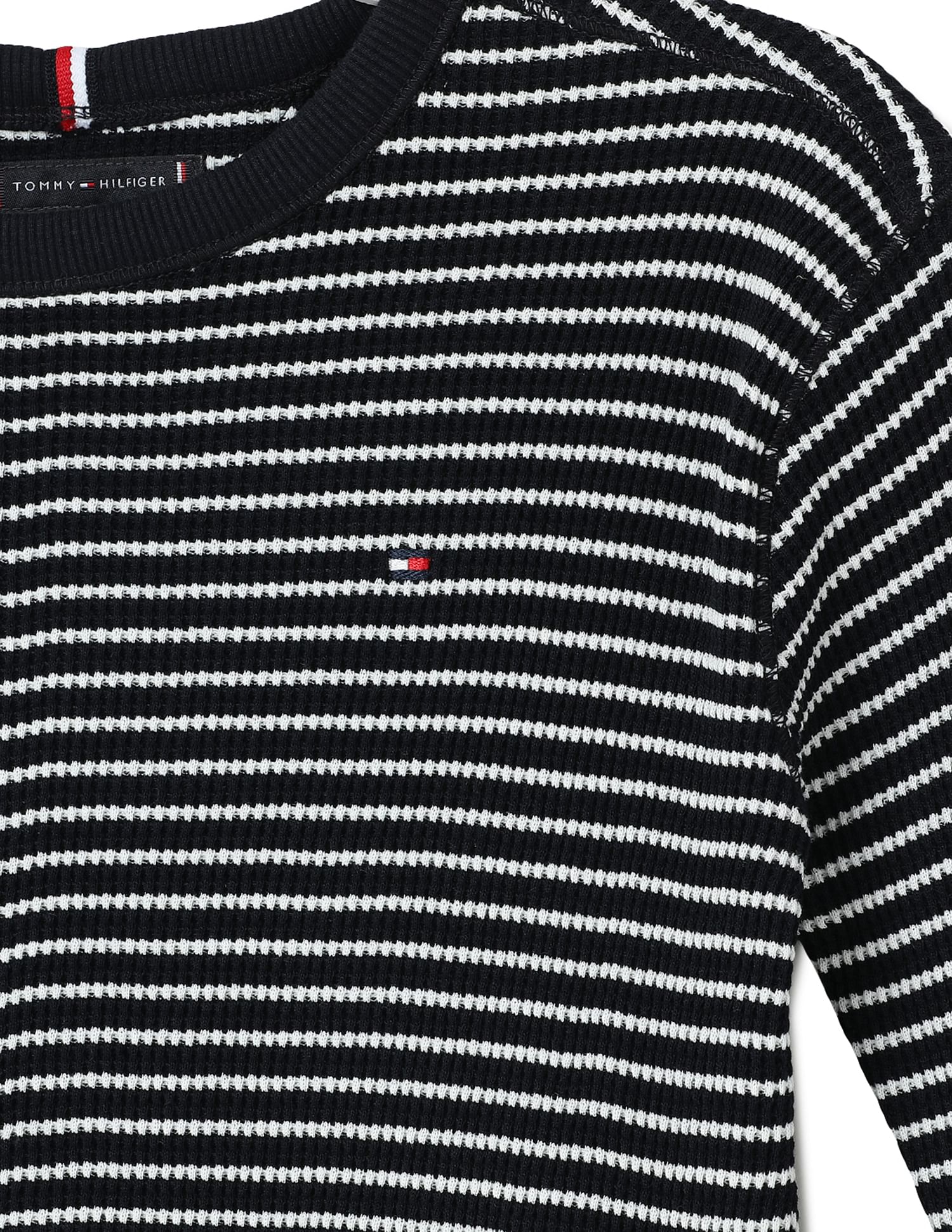 Tommy Hilfiger Kids Horizontal Stripe Waffle Cotton T-Shirt