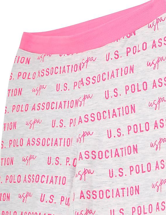 U.S. Polo Assn. Kids Mid Rise Brand Print Track Pants