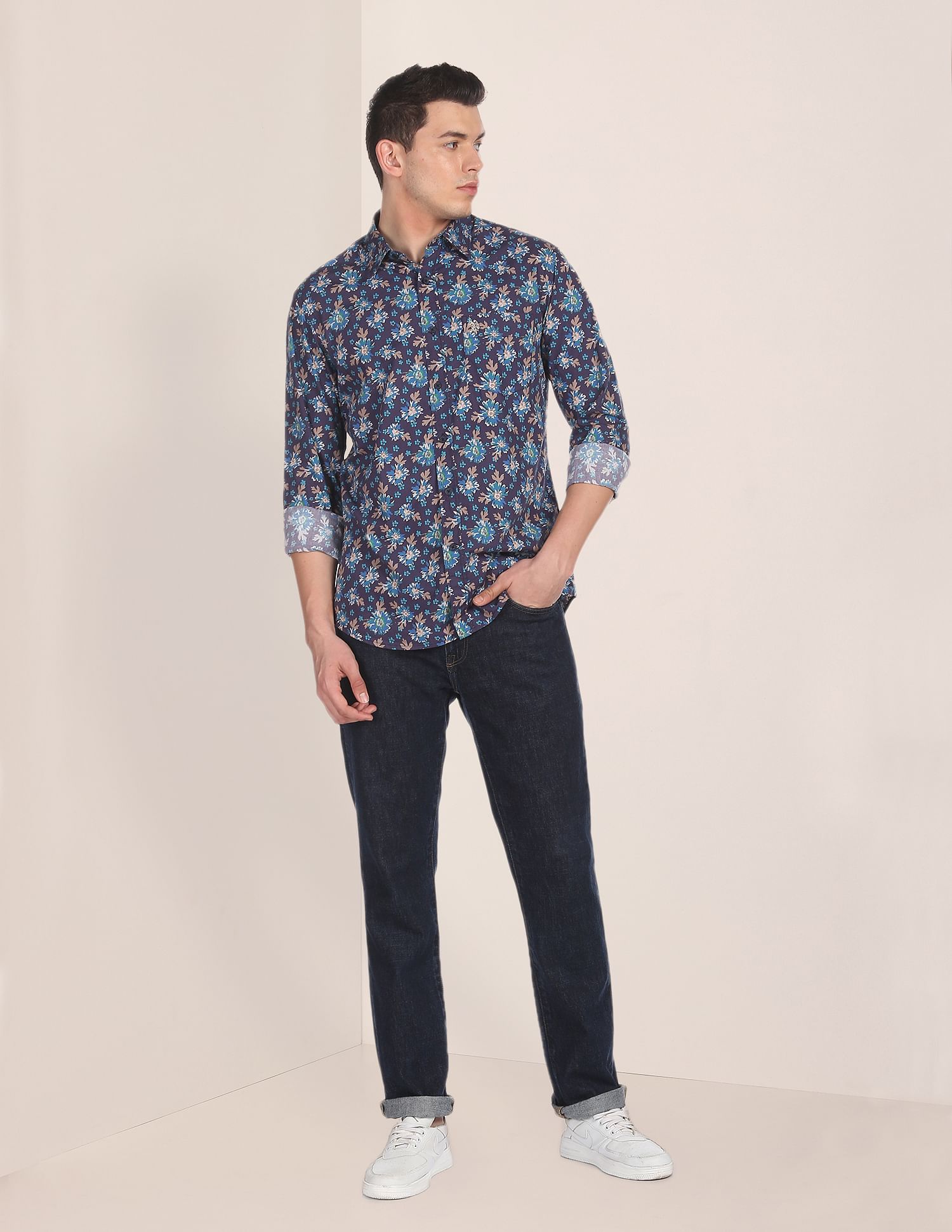 U.S. Polo Assn. Spread Collar Floral Print Casual Shirt