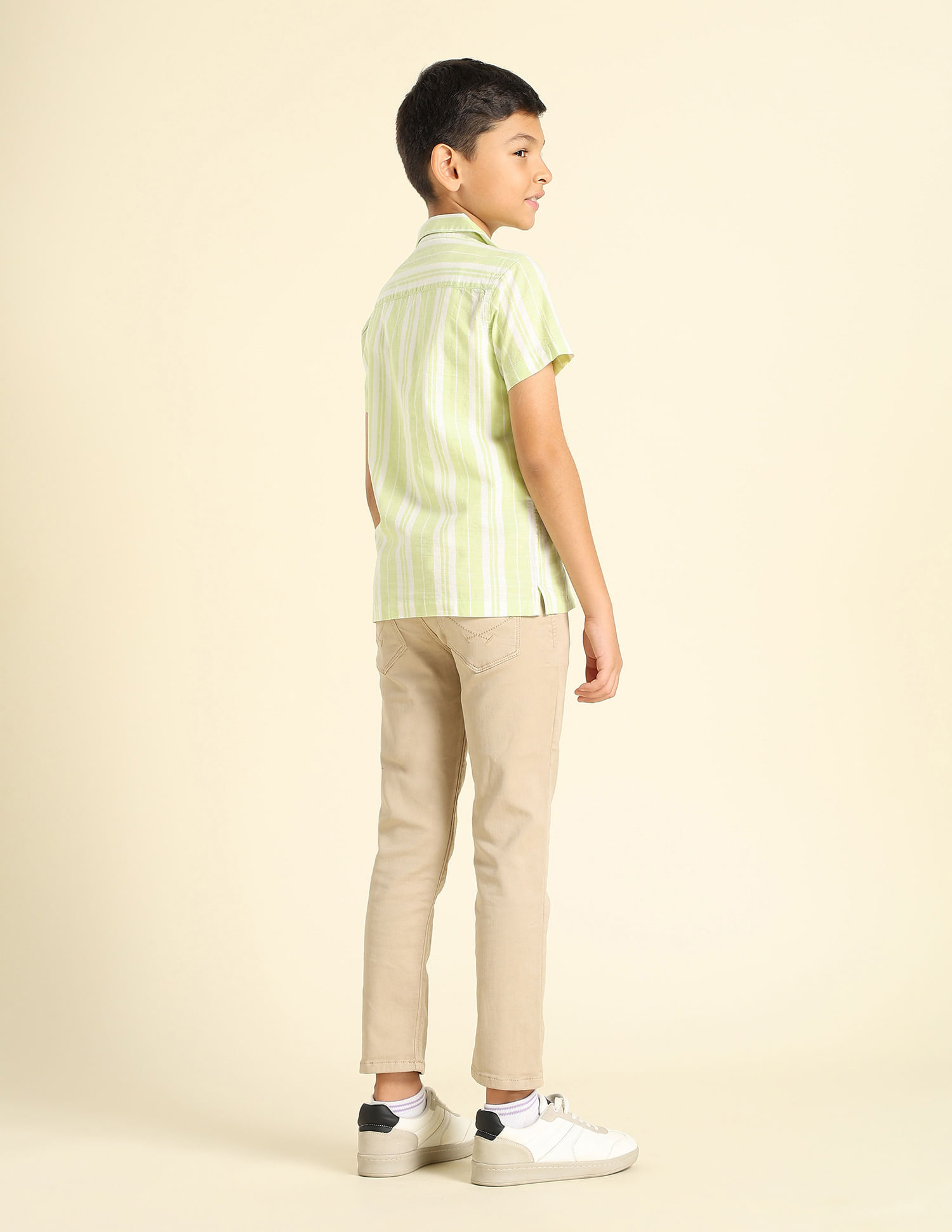 U.S. Polo Assn. Kids Boys Vertical Striped Cuban Shirt