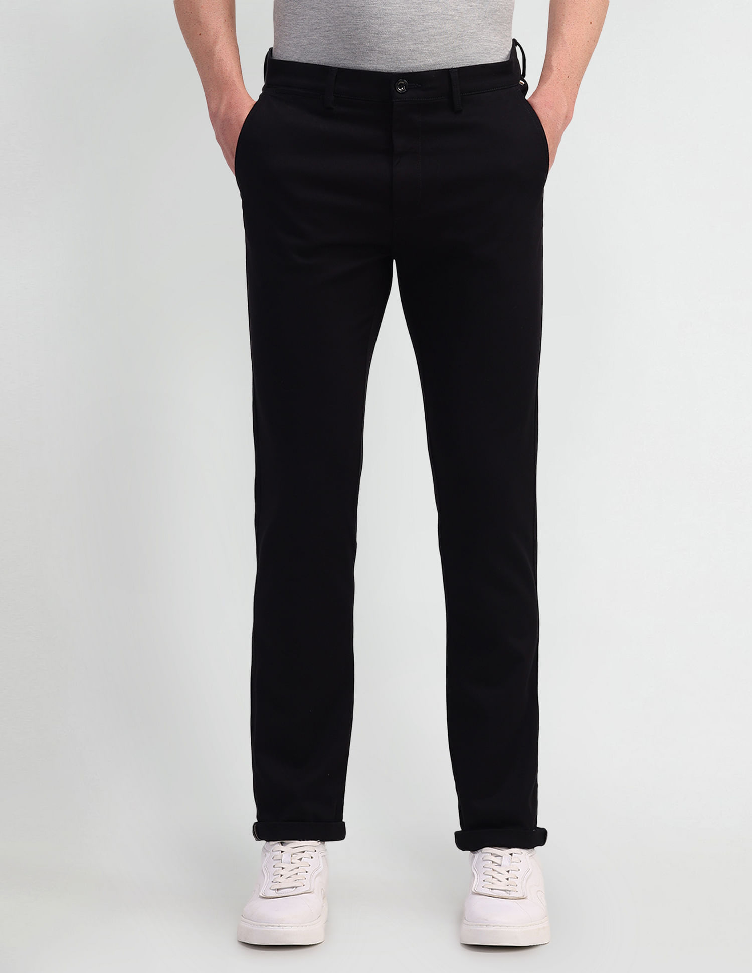 Arrow Sports Slim Fit Solid Trousers