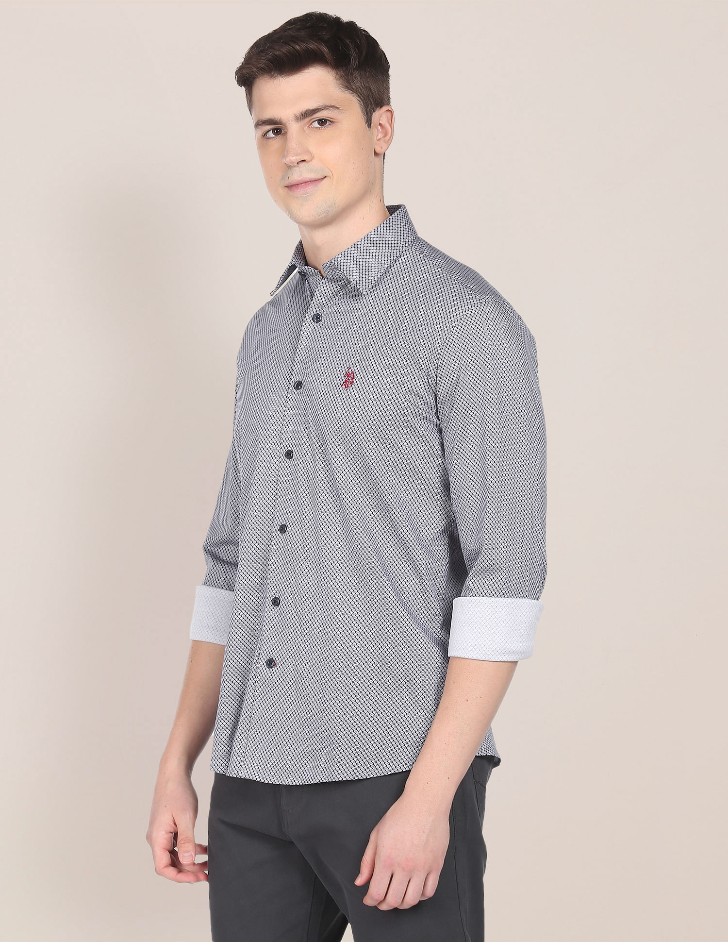 U.S. Polo Assn. Geometric Cotton Knit Casual Shirt
