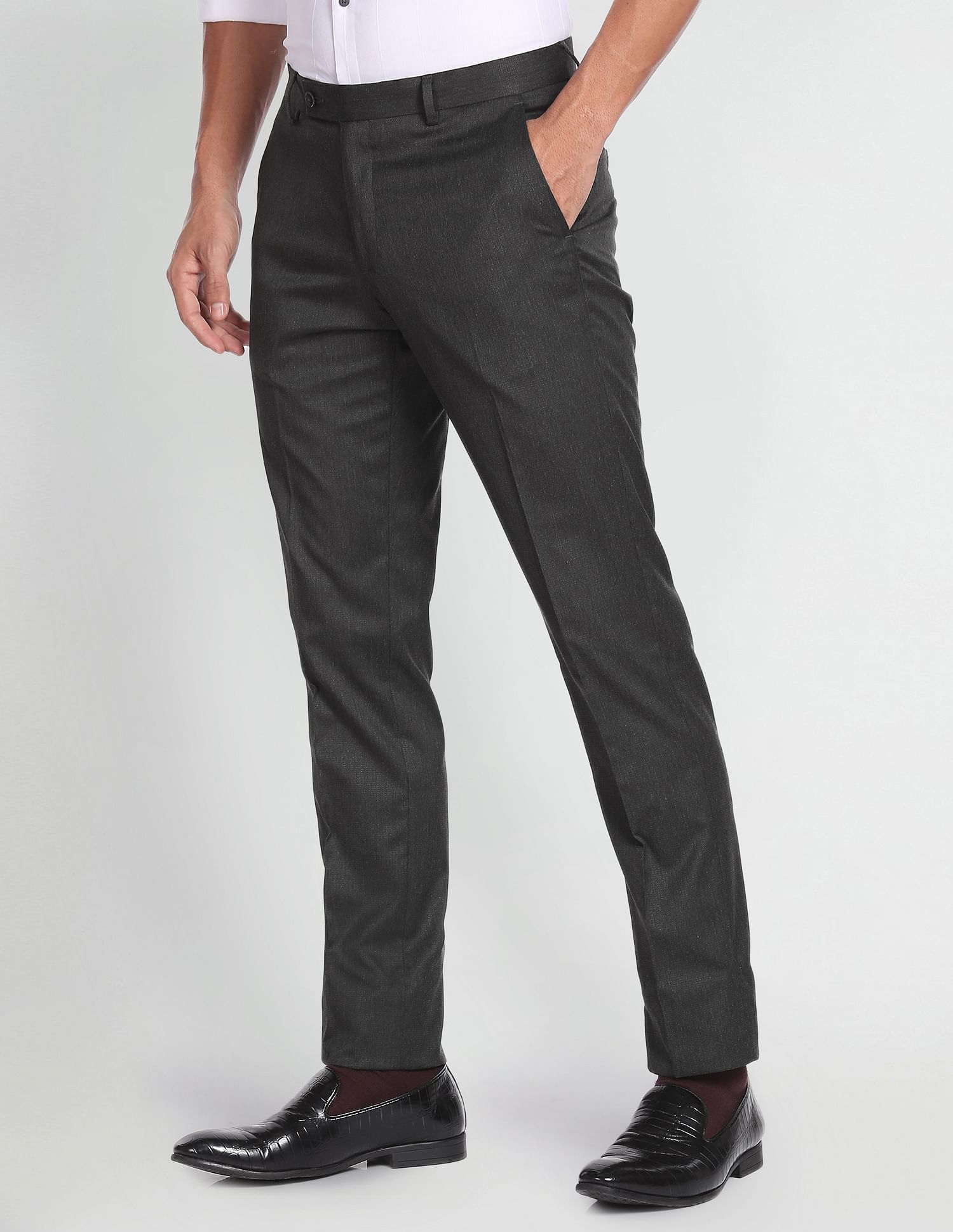 Arrow Tailored Regular Fit Dobby Formal Trousers