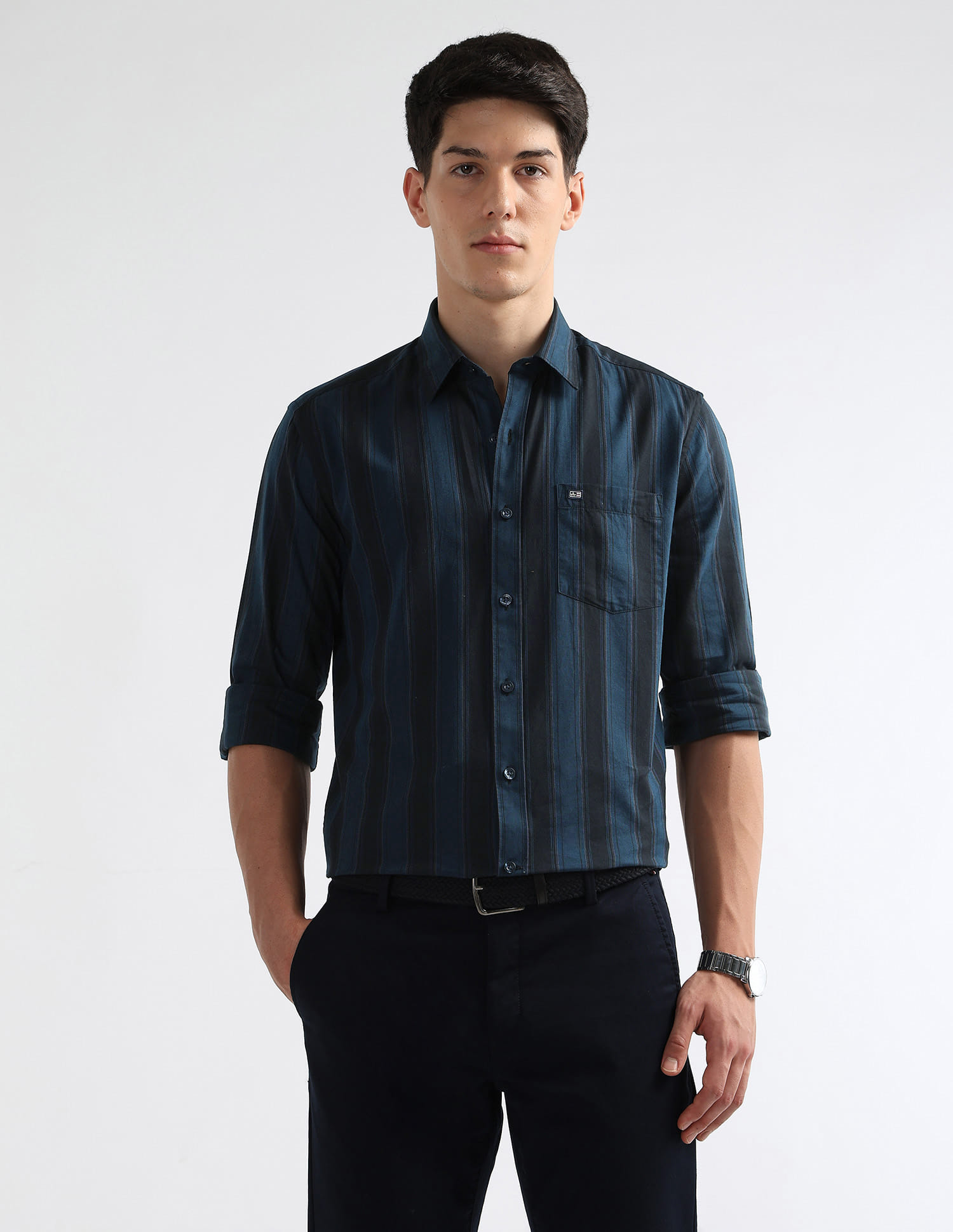 Buy Arrow Sport Vertical Striped Chelsea Slim Fit Shirt - NNNOW.com