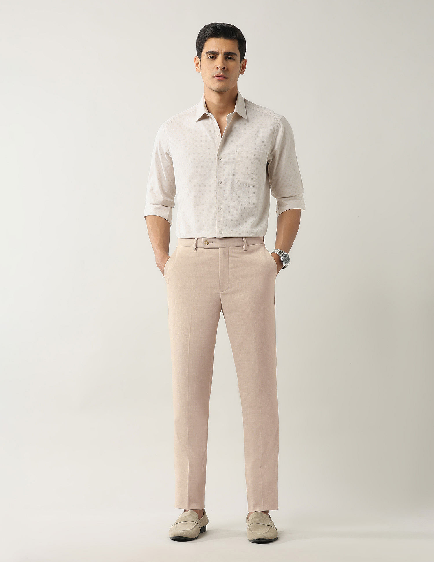 Arrow Slim Fit Dobby Weave Autoflex Trousers