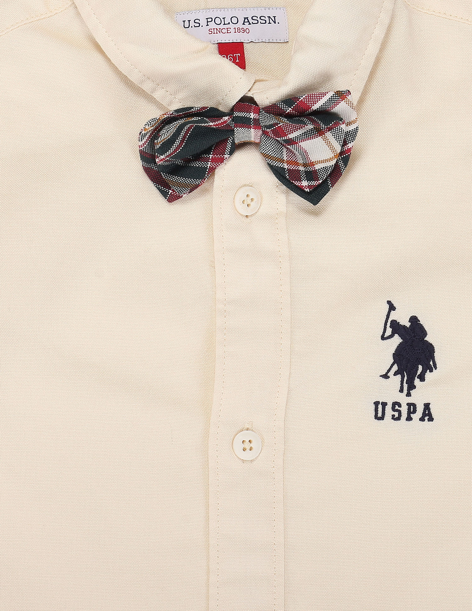 U.S. Polo Assn. Kids Boys Detachable Bow Cotton Shirt