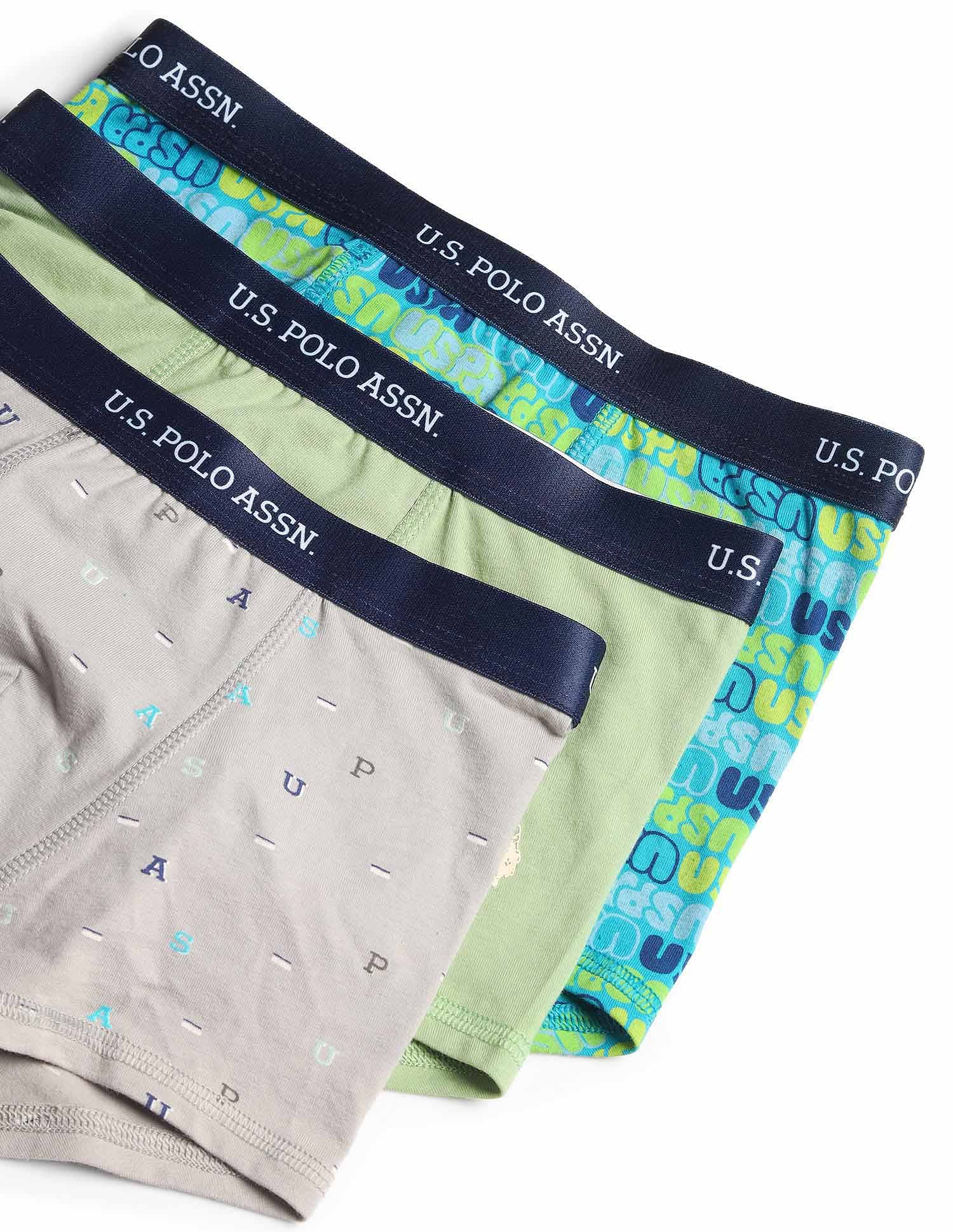 USPA Innerwear Boys Mid Rise Cotton Spandex Trunks - Pack Of 3