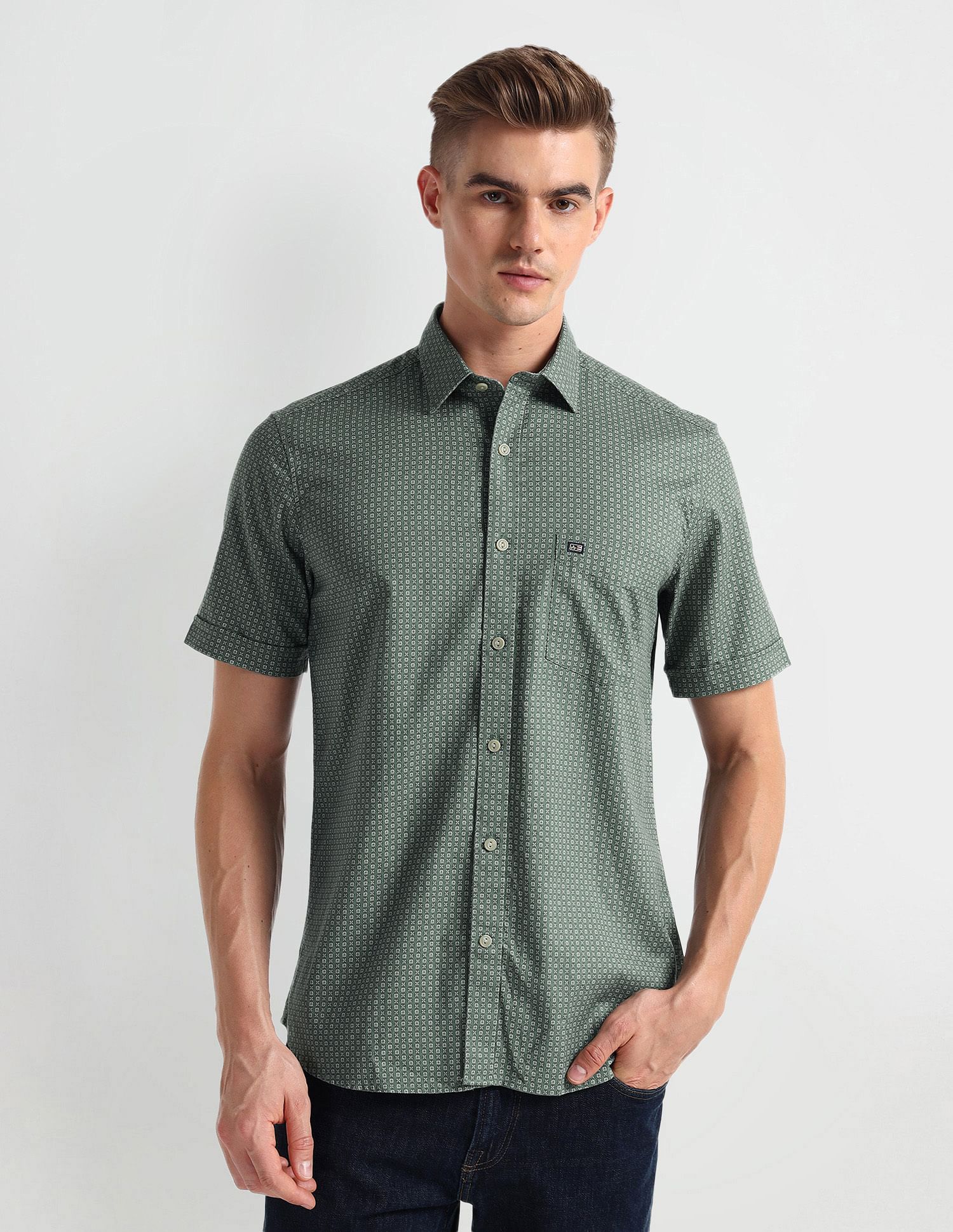 Arrow Sports Point Collar Cotton Shirt