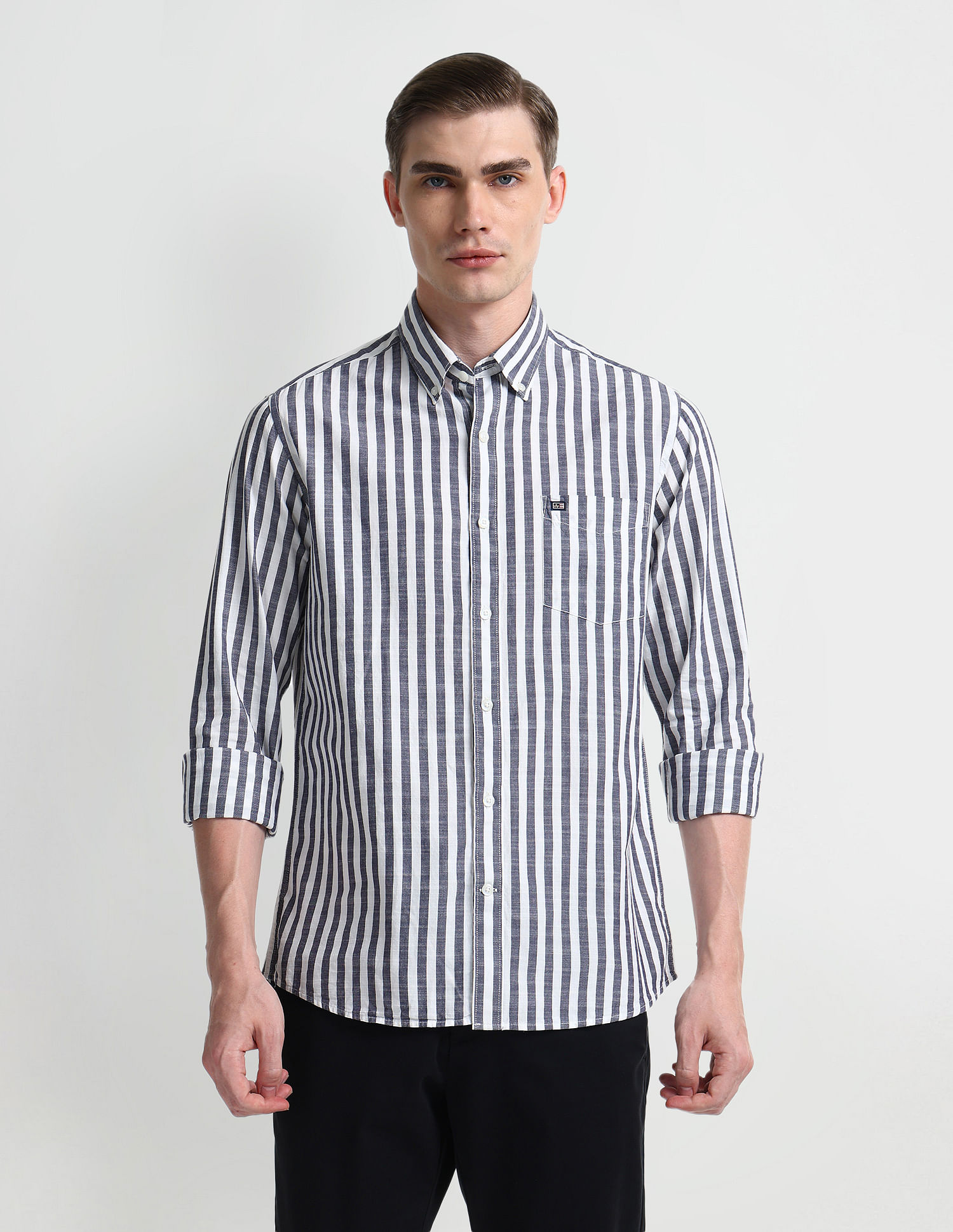 Arrow Sport Slim Fit Vertical Stripes Shirt