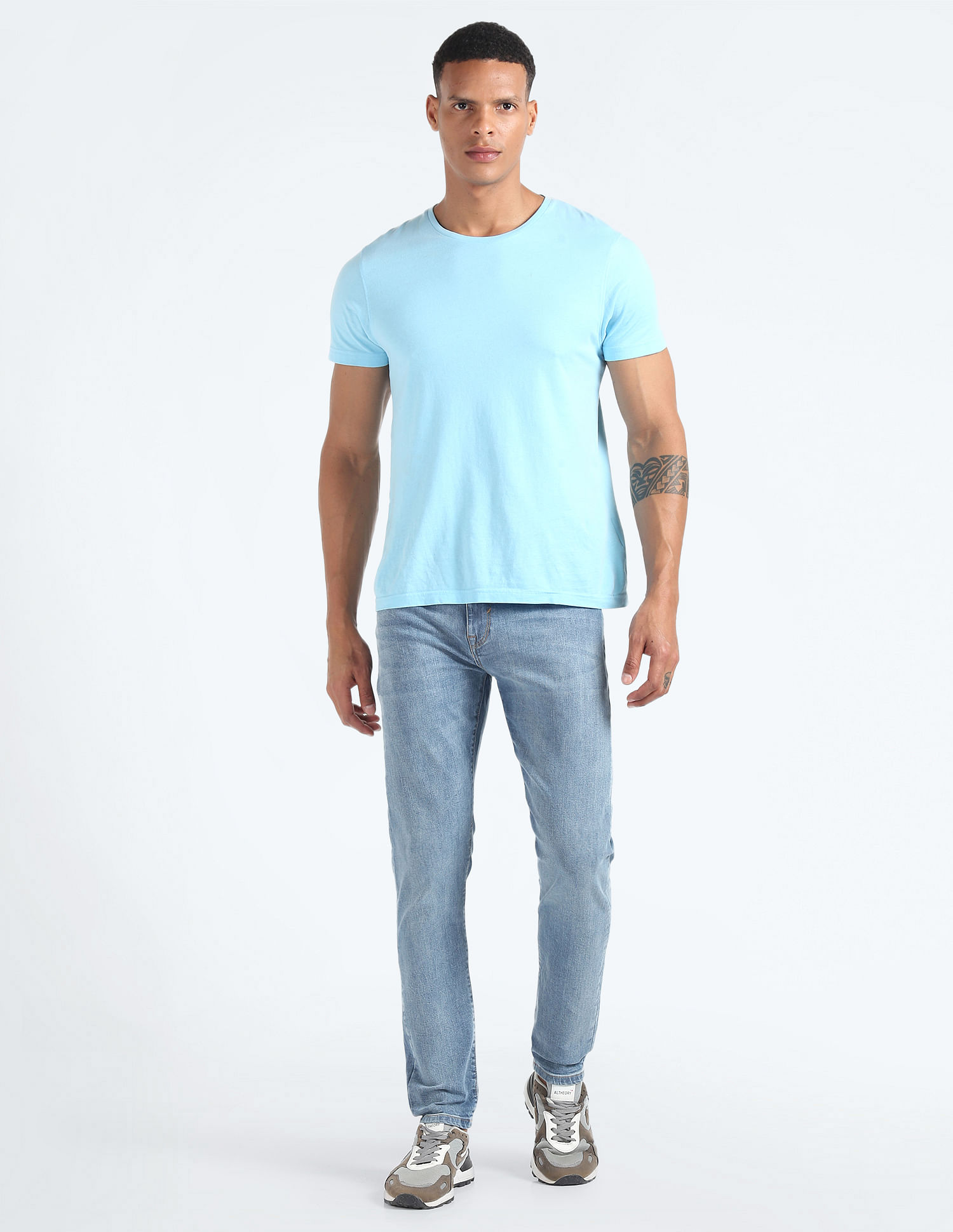 Flying Machine Slash Slim Tapered Mid Rise Jeans