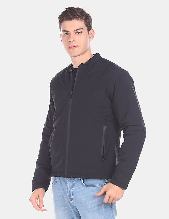 Buy Colt Men Black Zip-Up Solid Bomber 