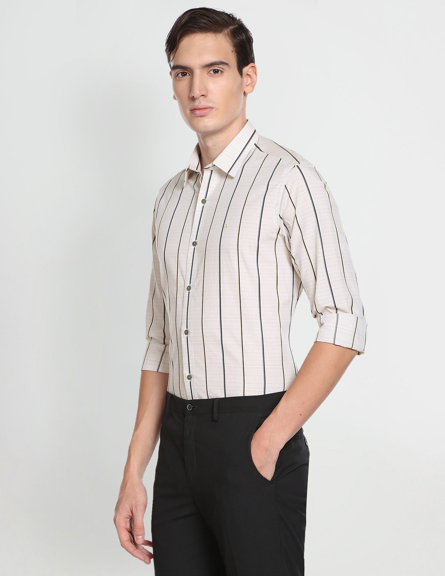 Arrow Newyork Point Collar Vertical Stripe Shirt