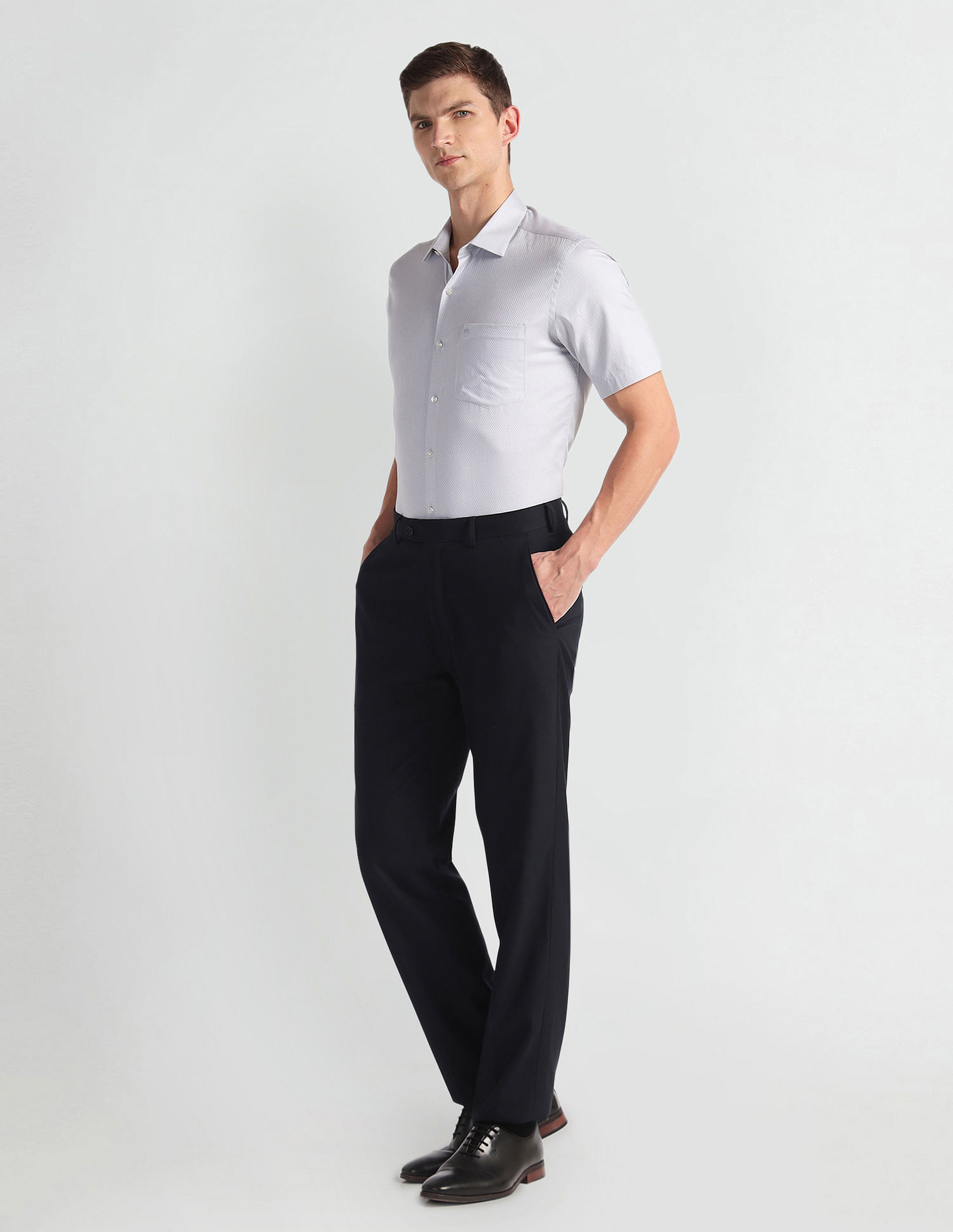 Arrow Patterned Twill Cotton Shirt