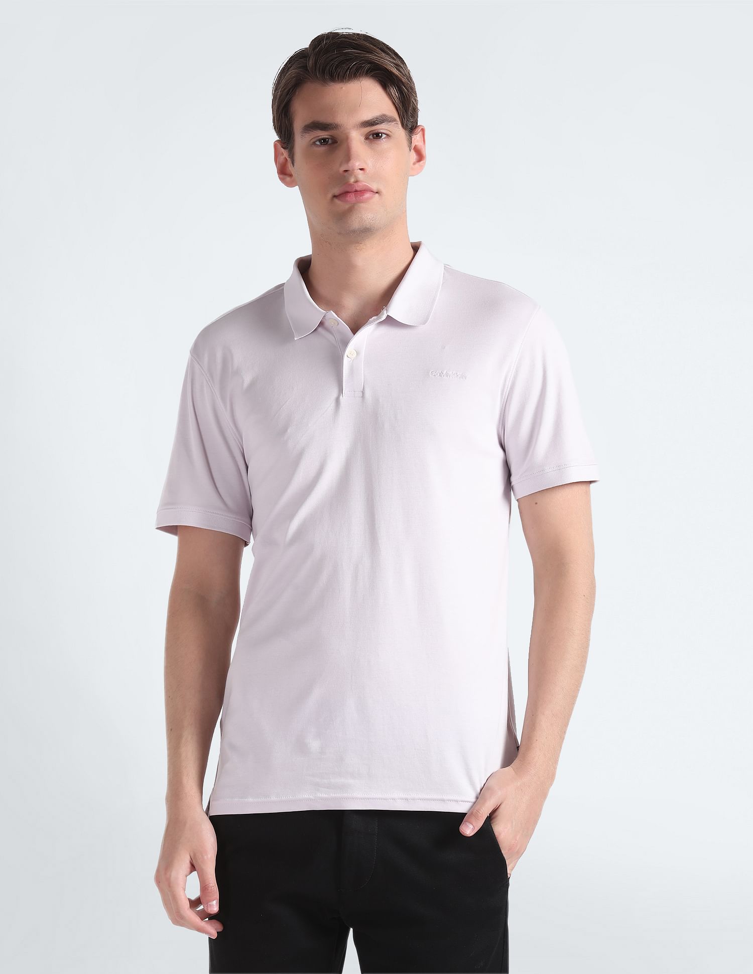 Calvin Klein Solid Cotton Liquid Polo Shirt