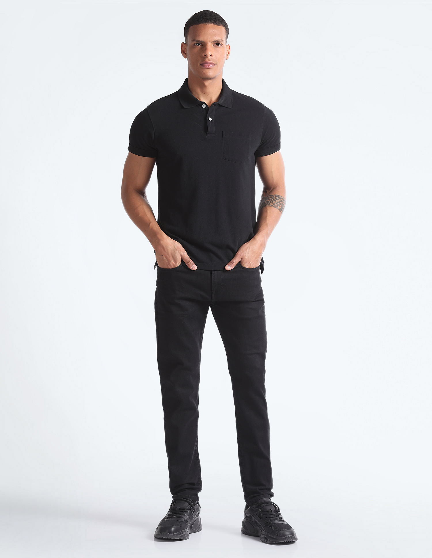 Flying Machine Slash Slim Tapered Rinsed Jeans