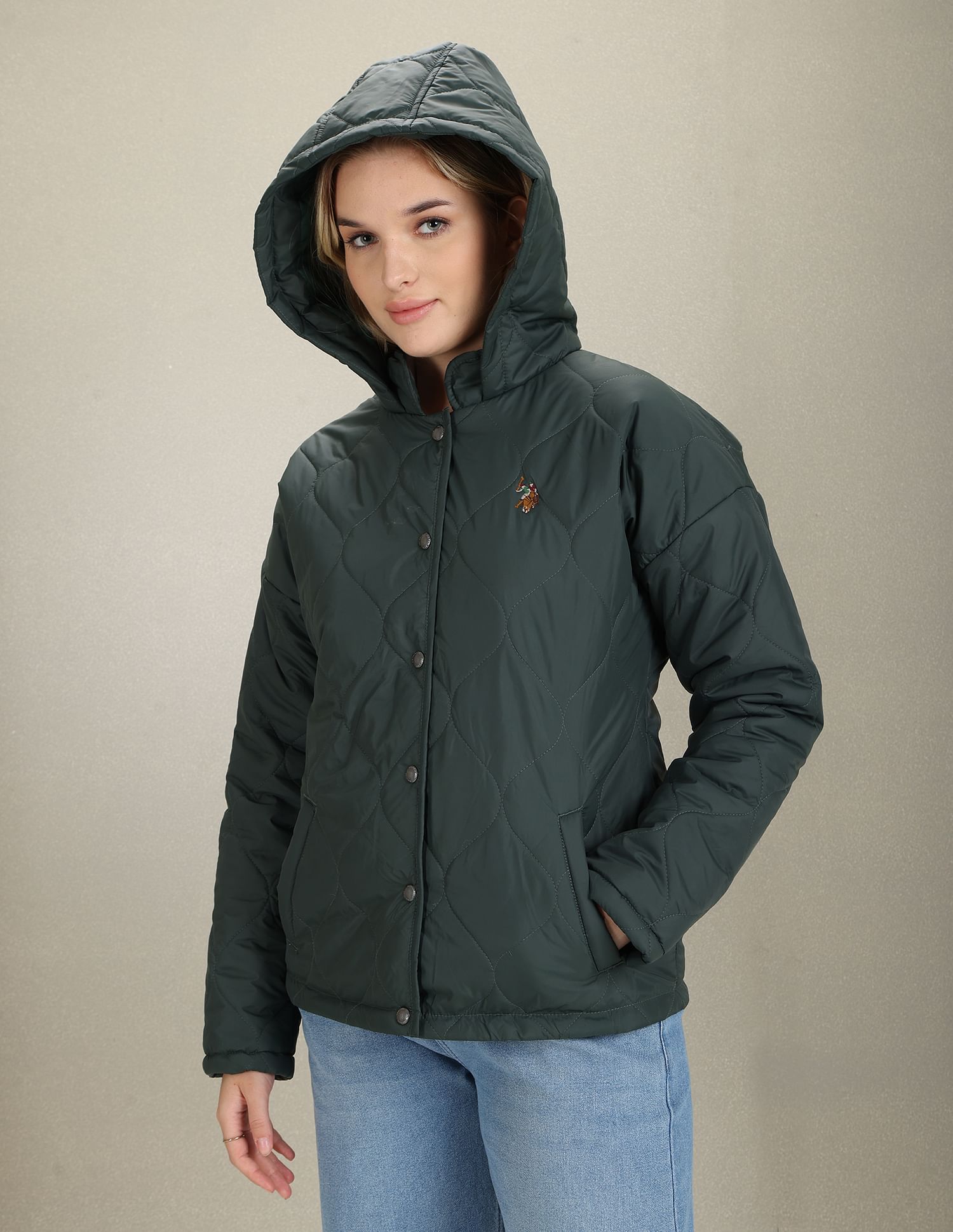 Hooded Puffer Jacket - Black - Ladies